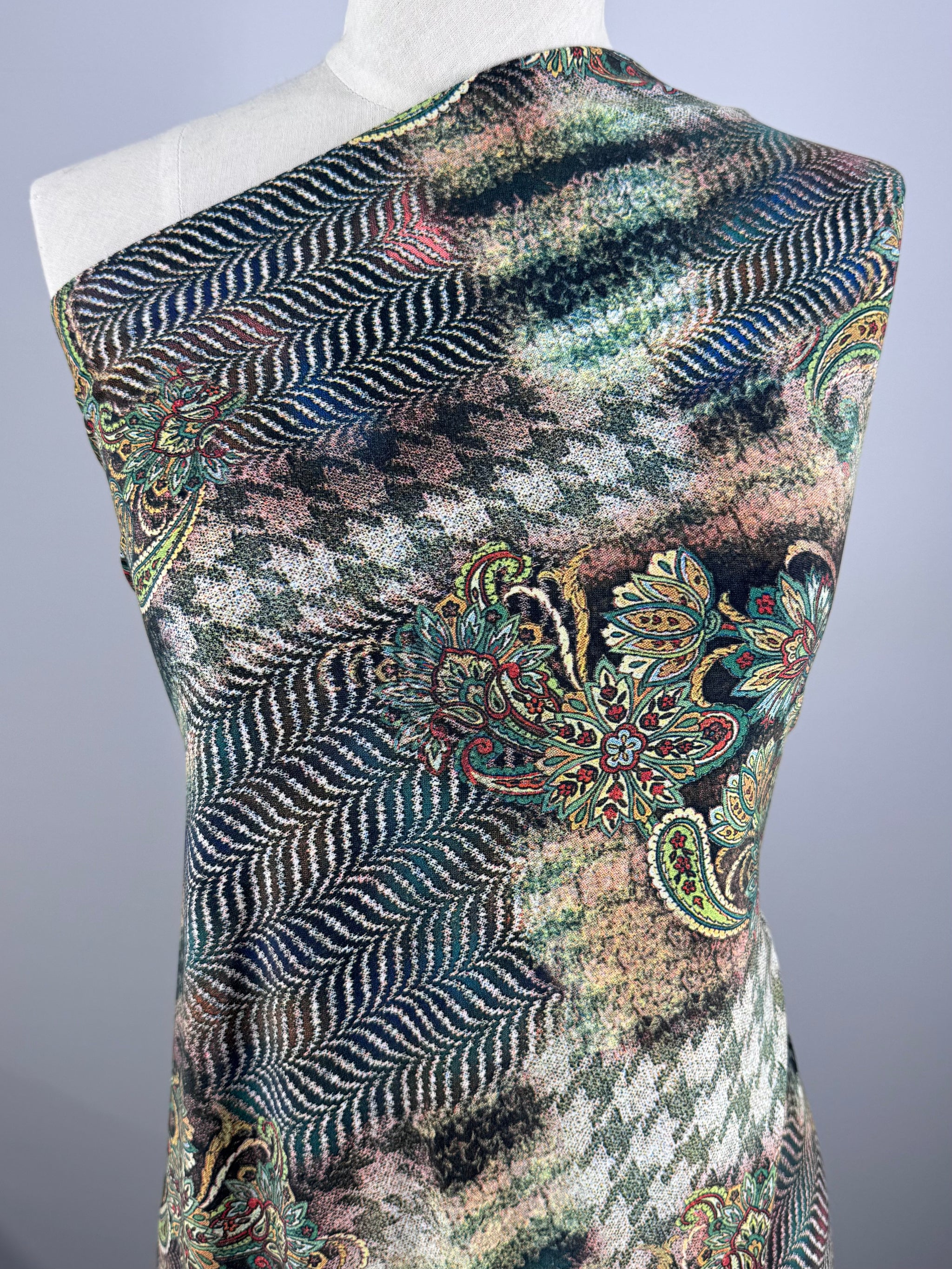 Designer Printed Lycra - Vintage Paisley - 148cm