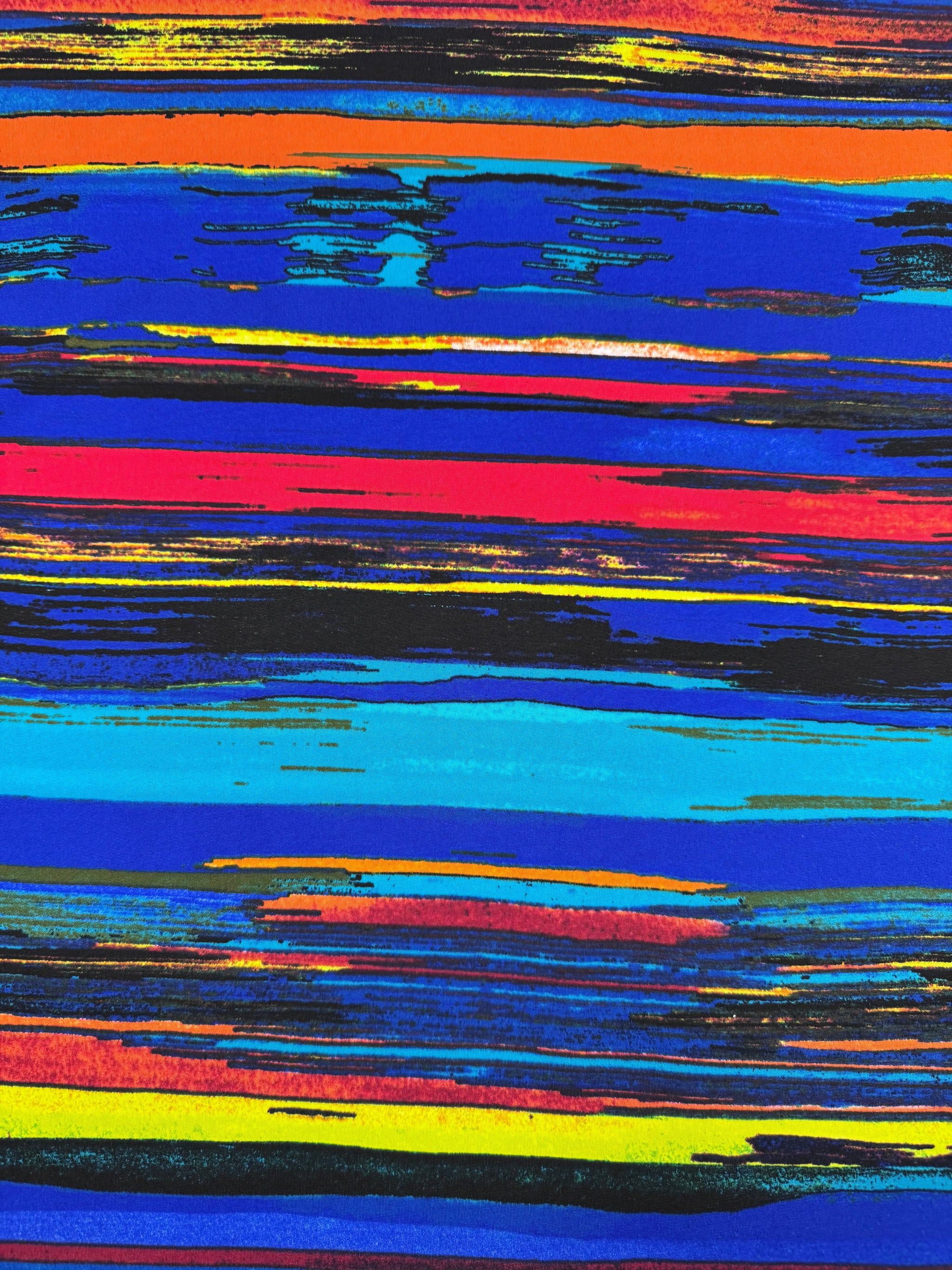 Designer Printed Lycra - Electric Stripe - 150cm