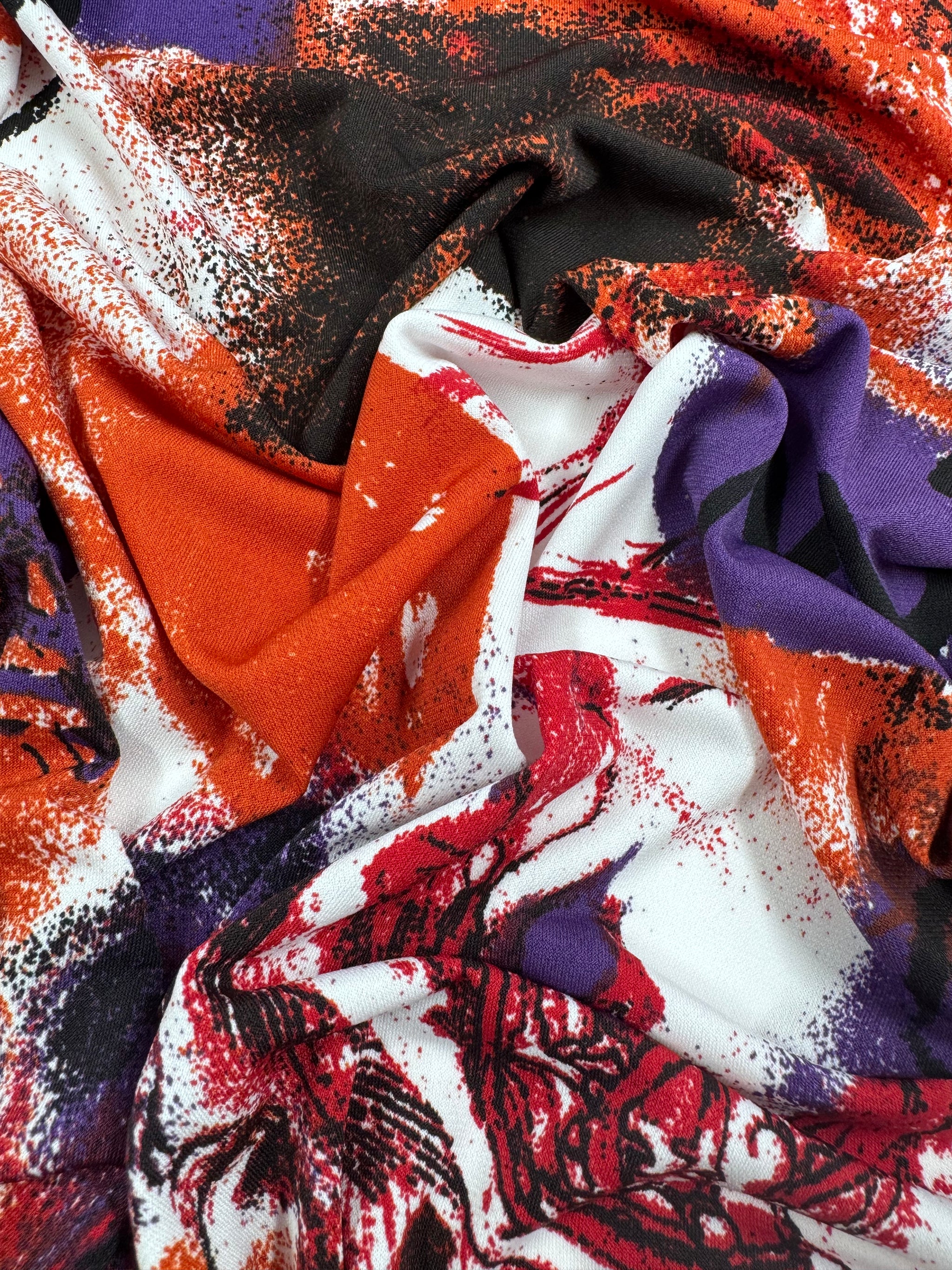 Designer Printed Lycra - Crimson Mist - 150cm