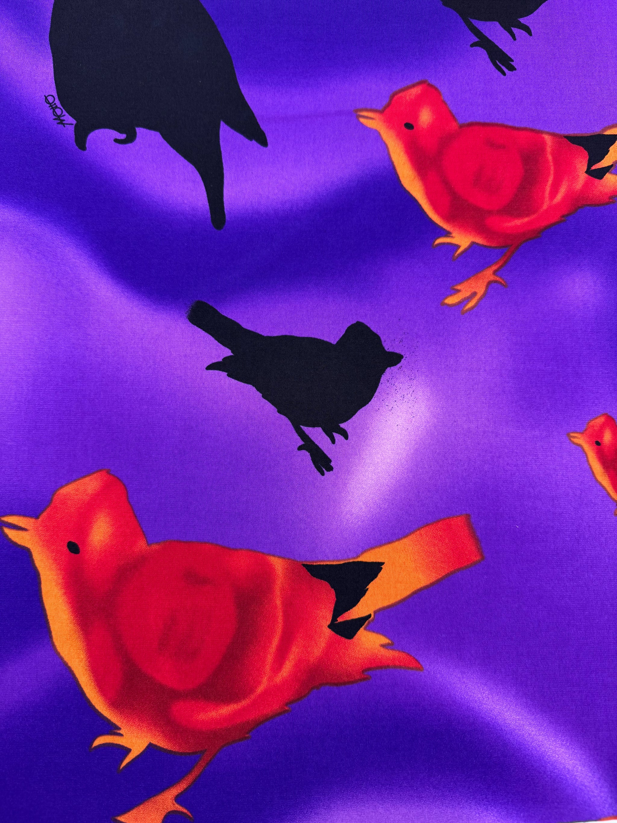 Designer Printed Lycra - Flaming Birds - 150cm