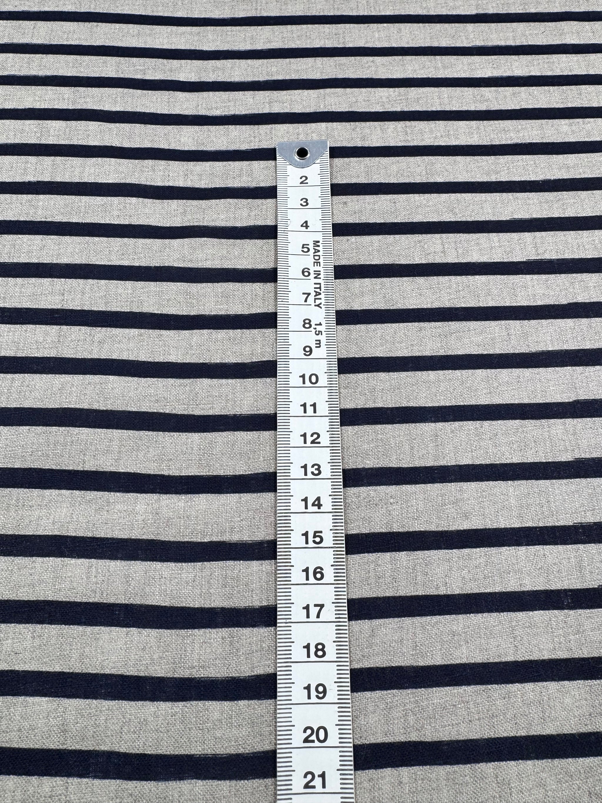 100% Pure Linen - Safari / Navy - 140Cm