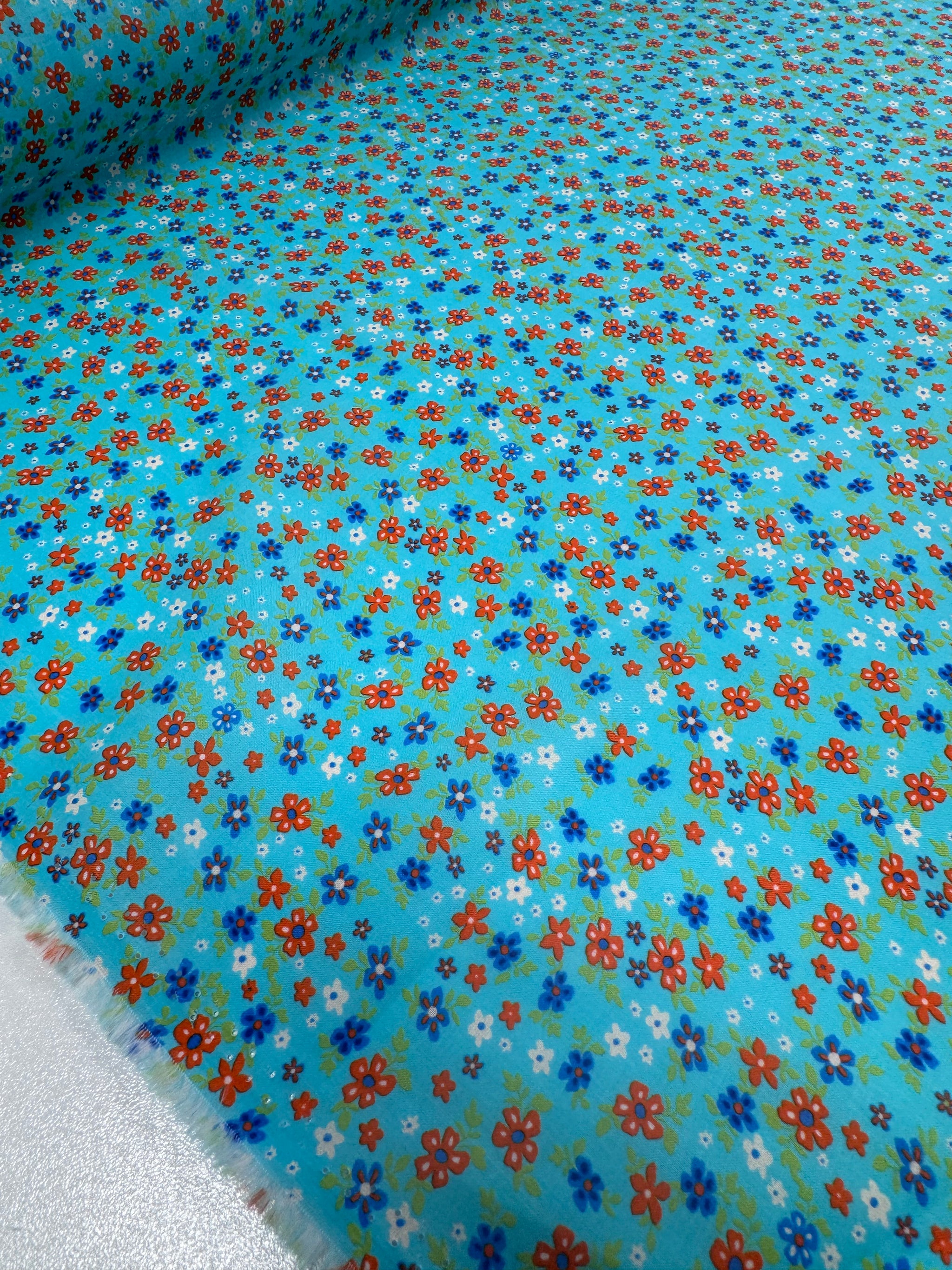 Cotton Voile - Aqua Ditsy - 145cm