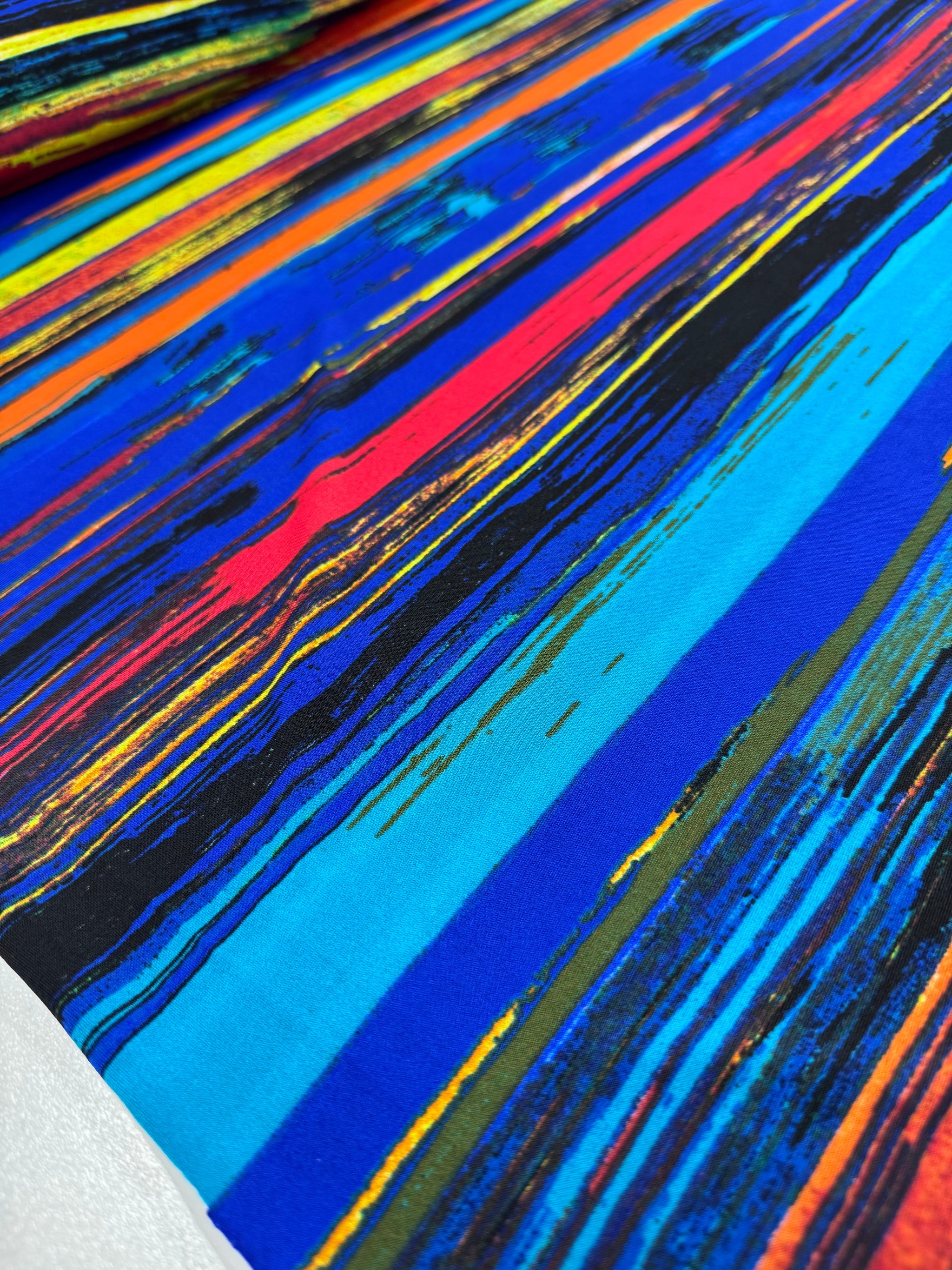Designer Printed Lycra - Electric Stripe - 150cm