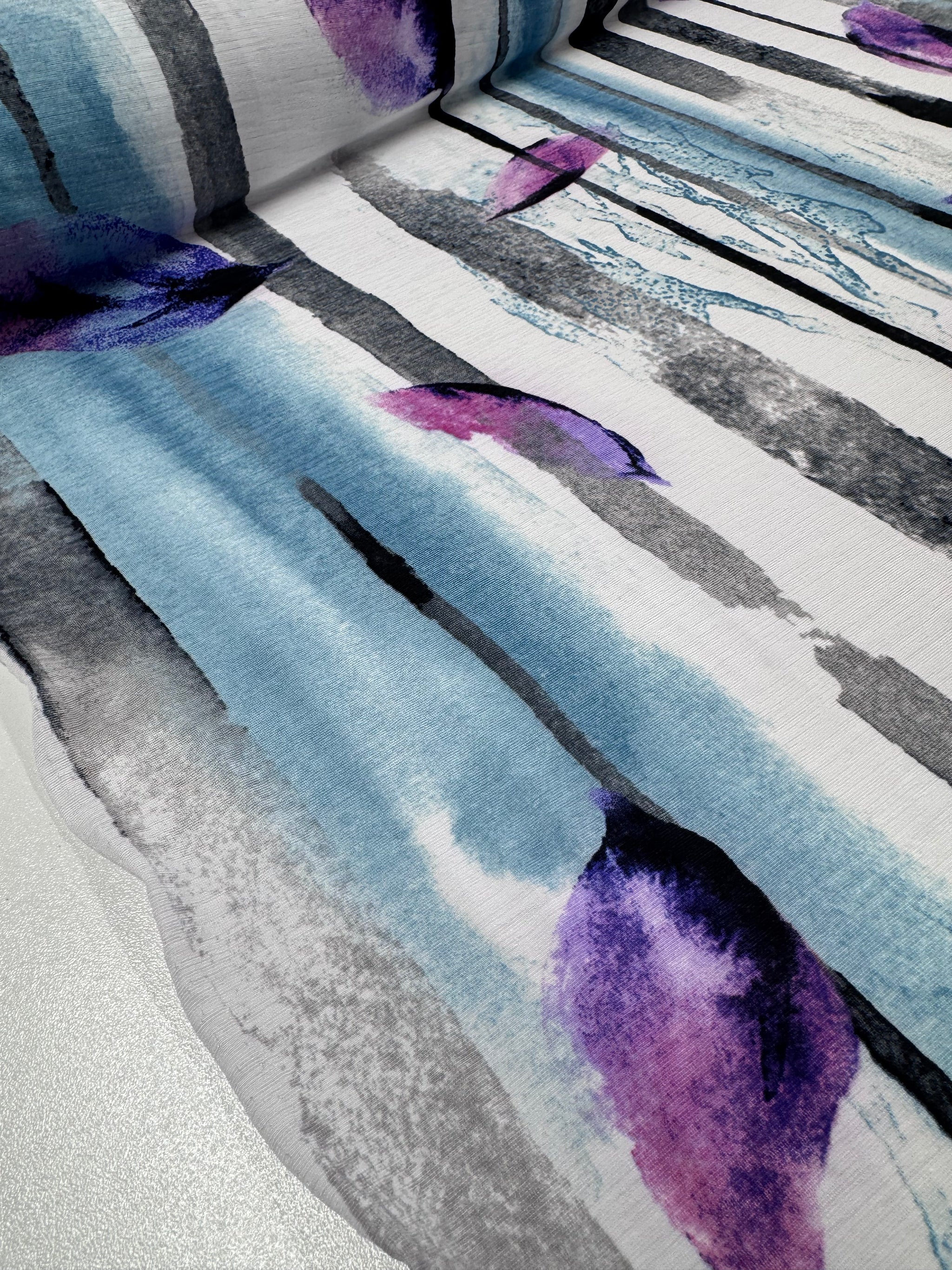 Designer Printed Lycra - Sky Brusstroke - 145cm