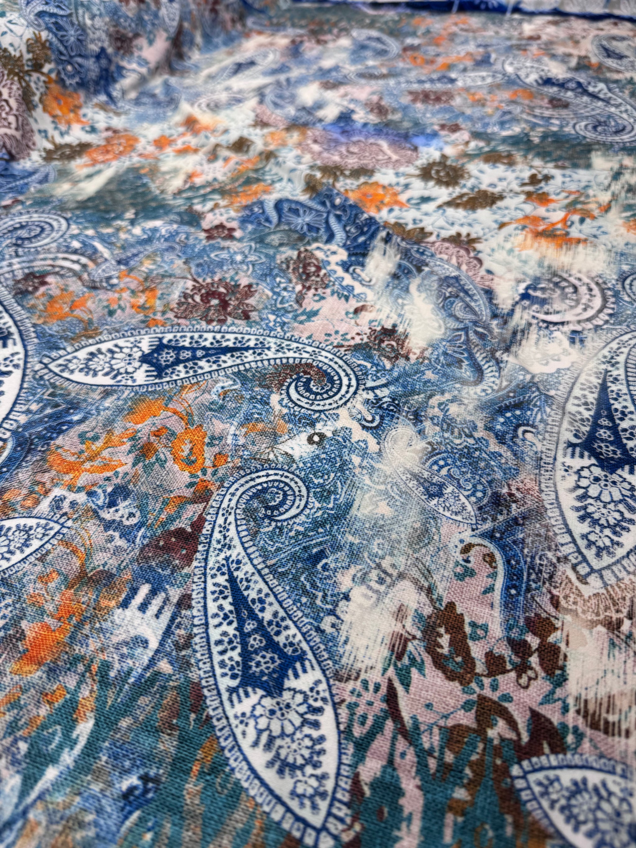 Designer Printed Lycra - Indigo Boheme Tapestry - 150cm