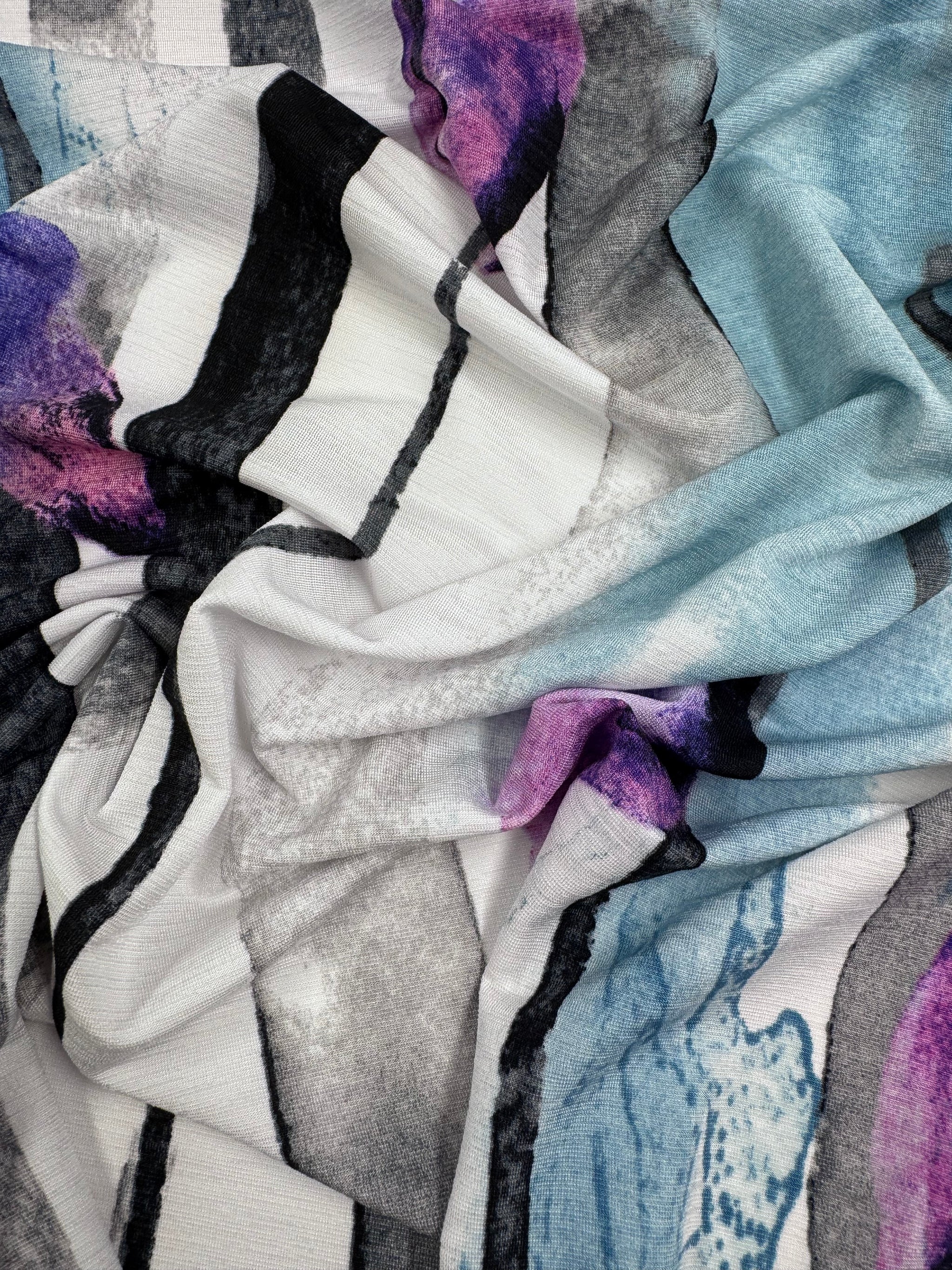 Designer Printed Lycra - Sky Brusstroke - 145cm