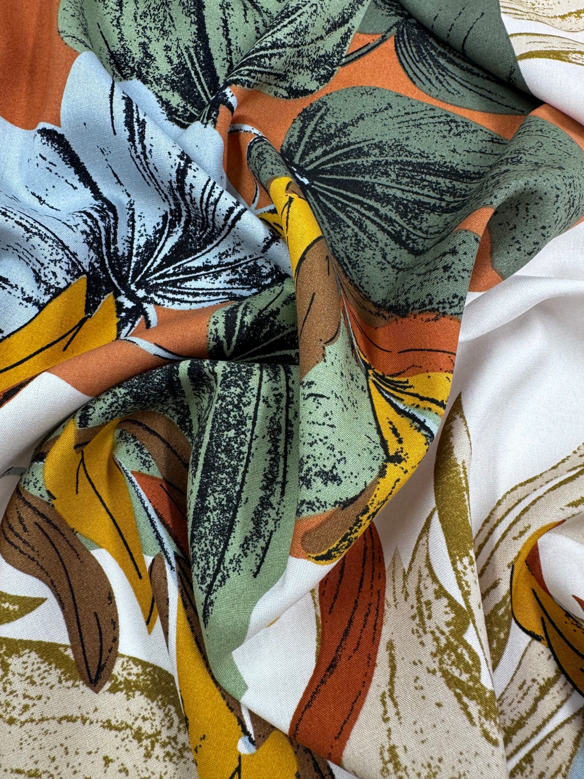 Designer Rayon - Desert Leaves - 145cm