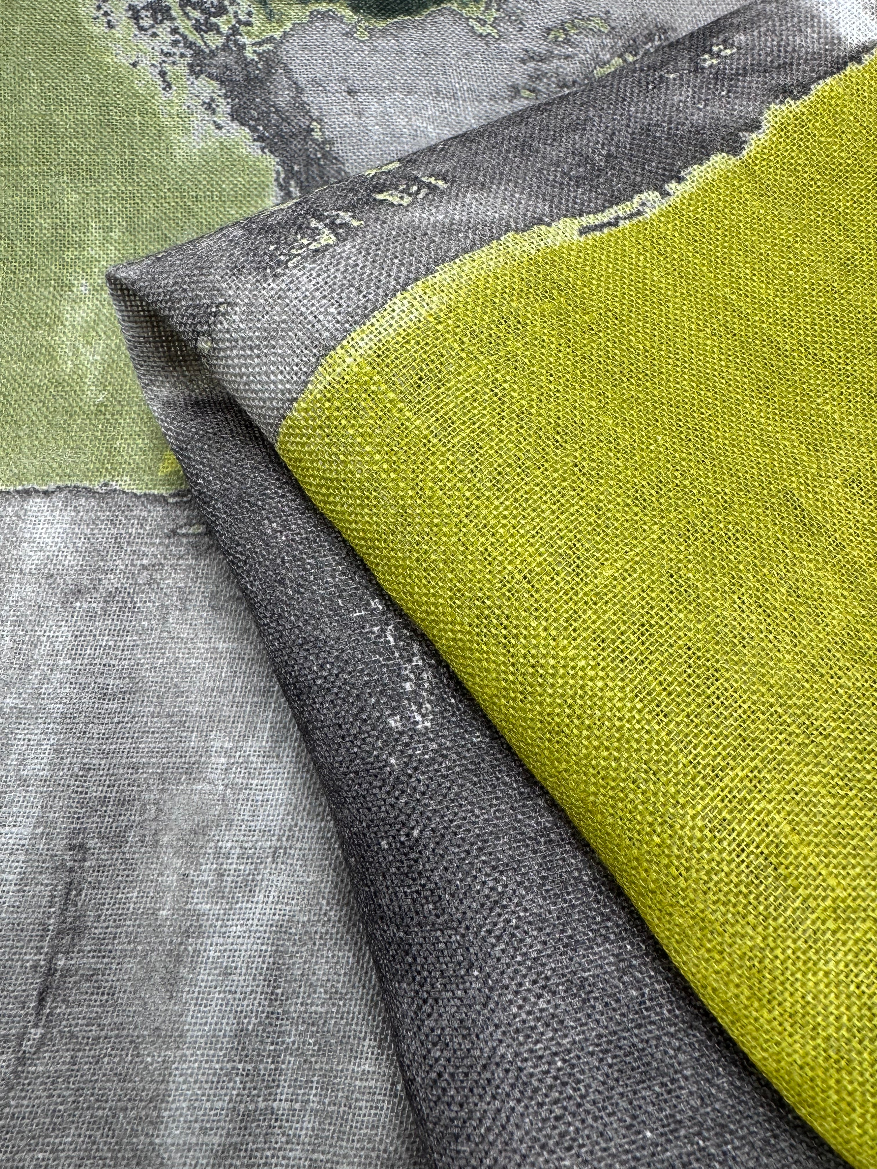 100% Pure Linen Gauze - Botanical Block - 137Cm