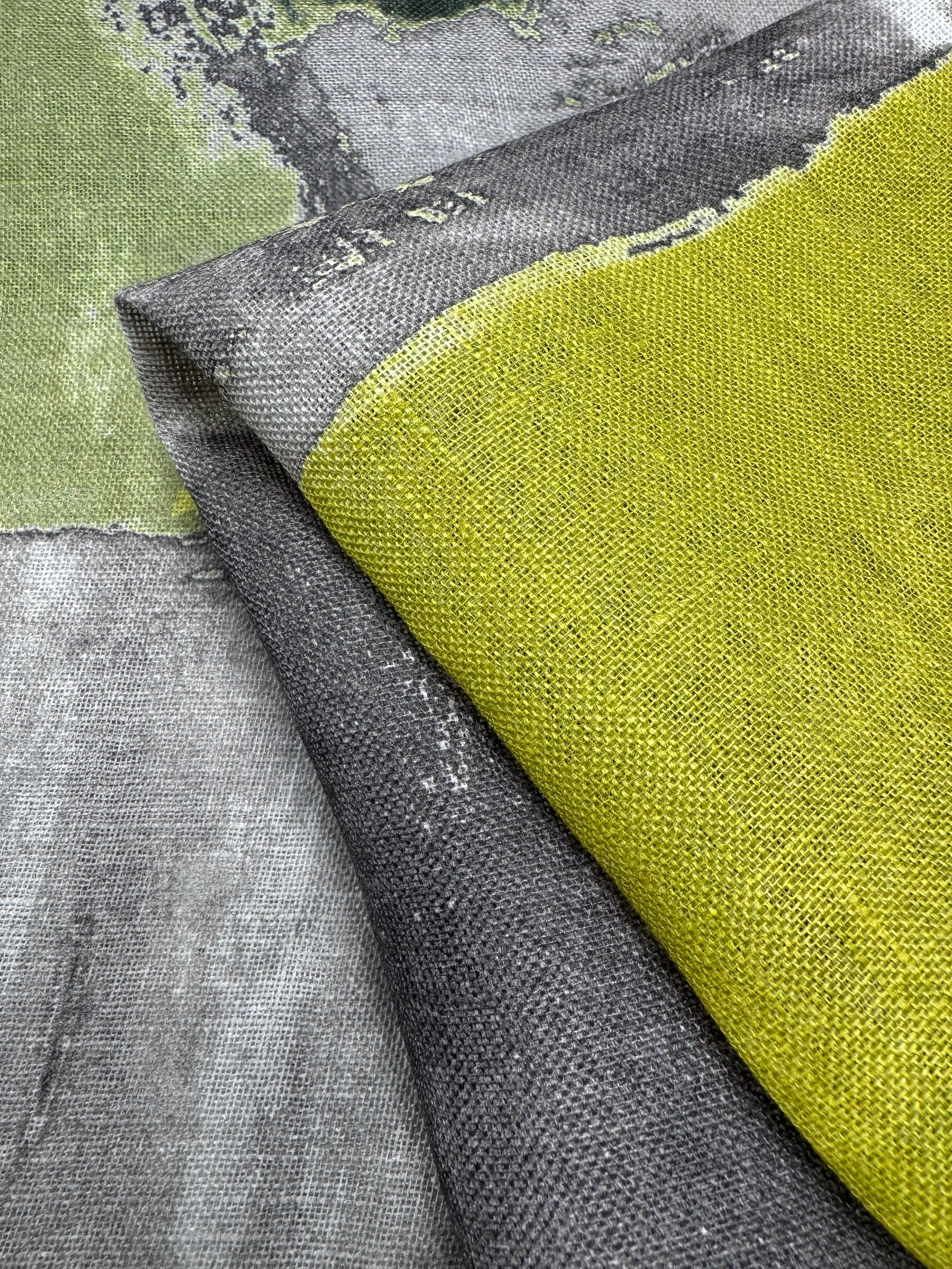 100% Pure Linen Gauze - Botanical Block - 137Cm