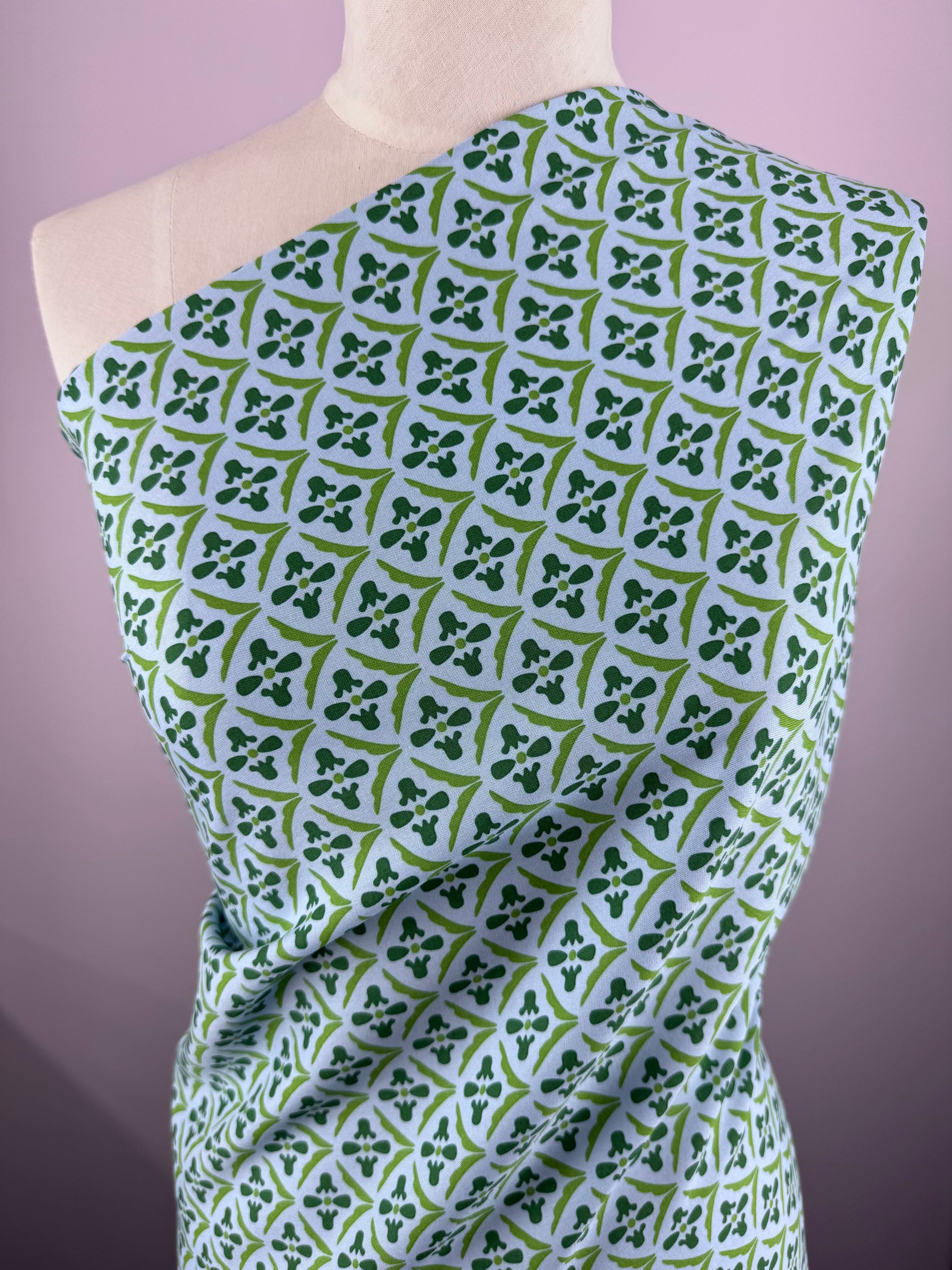 Mercerised Viscose  - Aqua Tile - 150cm