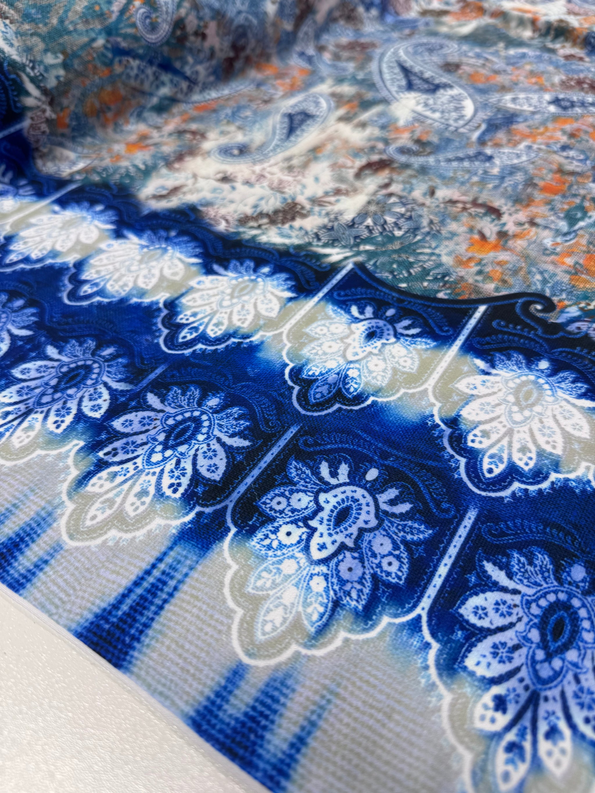 Designer Printed Lycra - Indigo Boheme Tapestry - 150cm