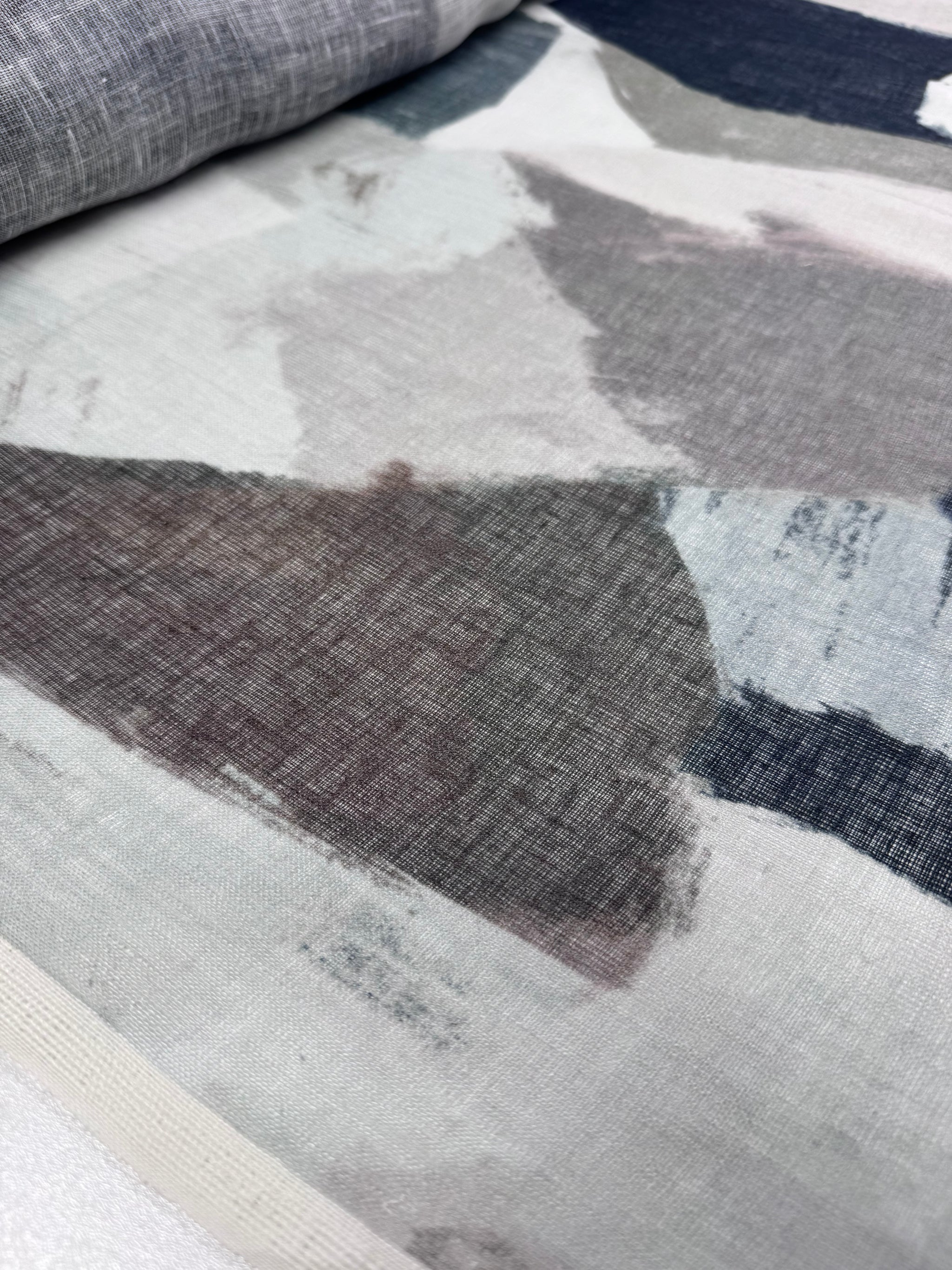 100% Pure Linen Gauze - Costal Abstract - 145Cm
