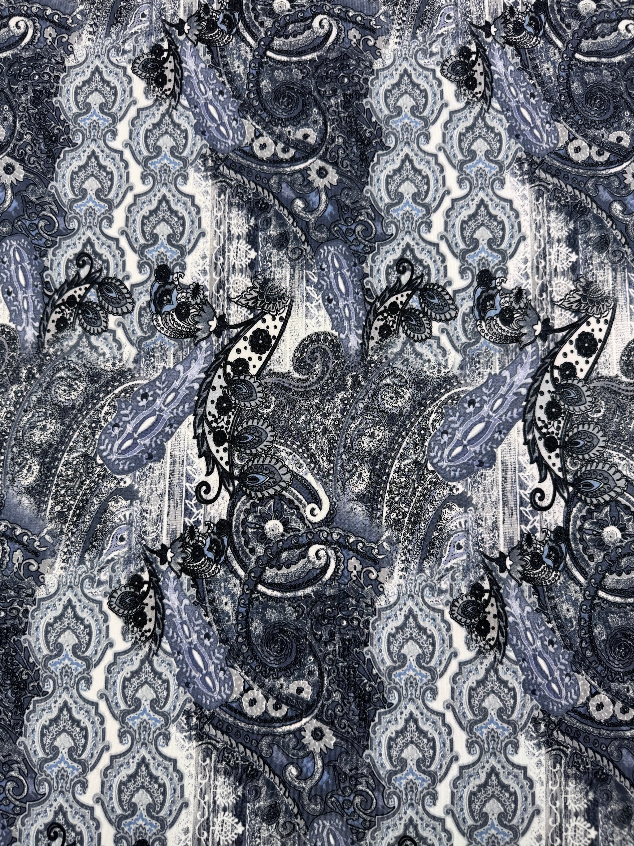 Printed Lycra - Midnight Paisley - 150cm