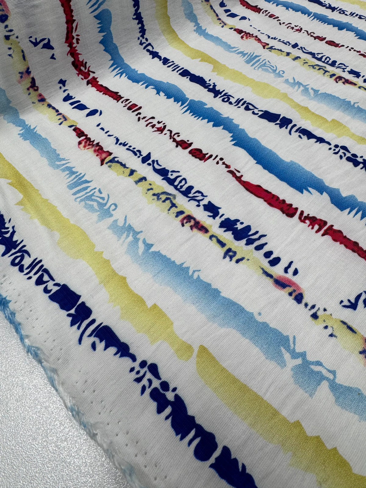 Riviera stripe linen blend fabric draped view
