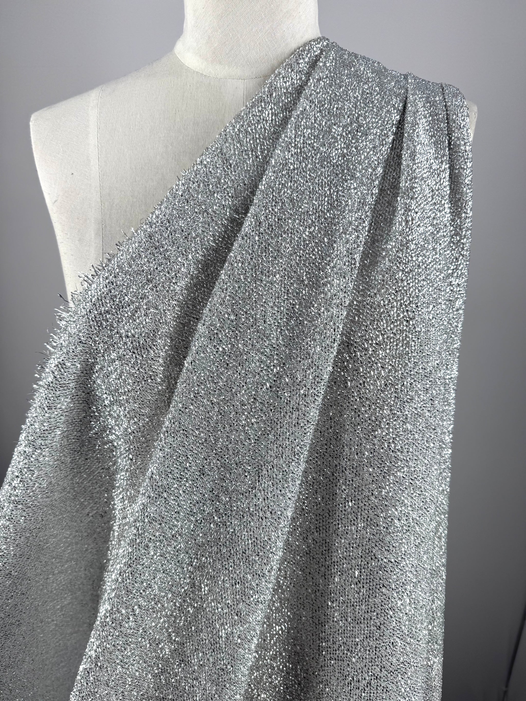 Lurex Stretch Knit - Silver - 155cm