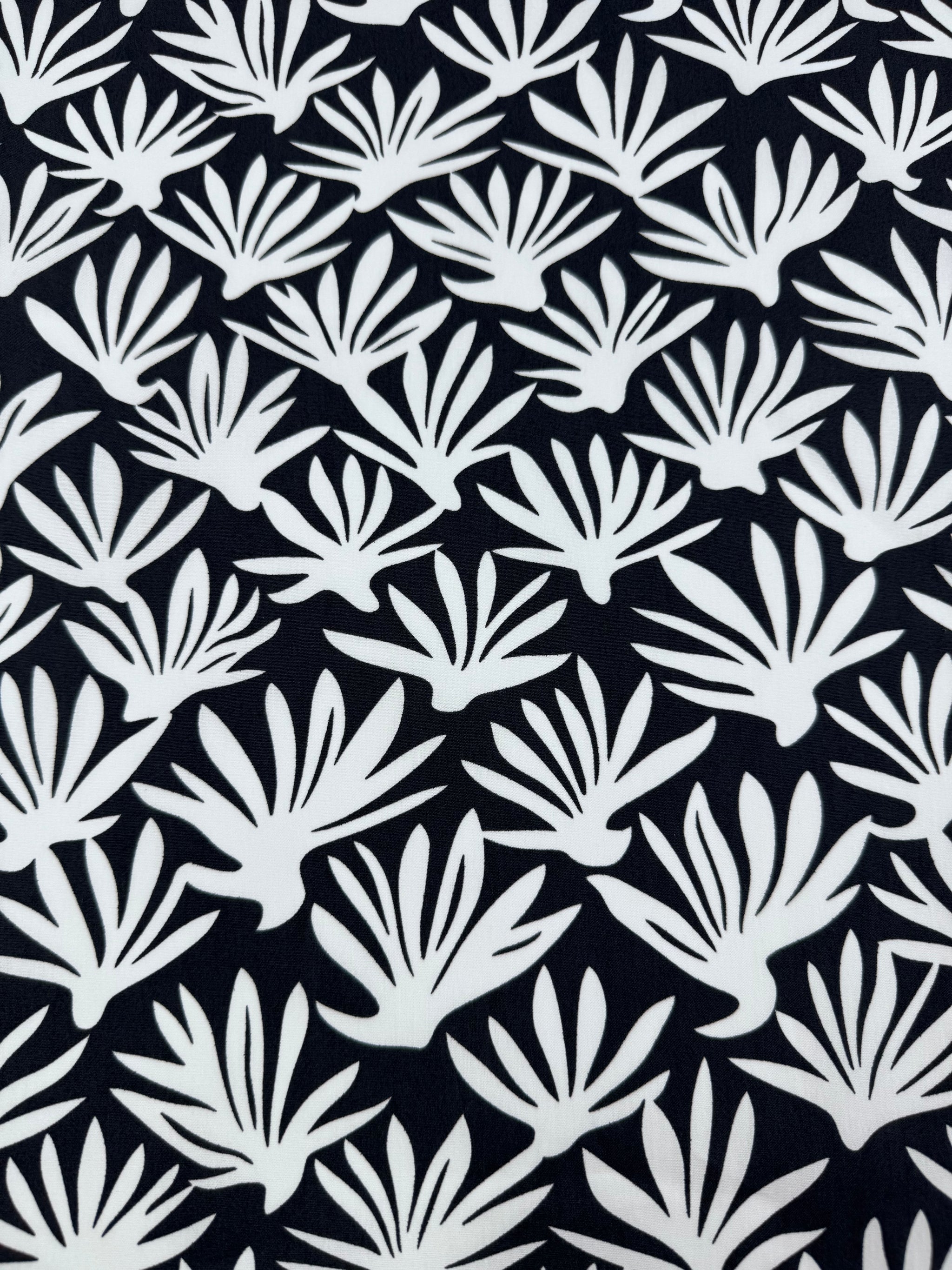 Printed Cotton - Black Palm - 150cm