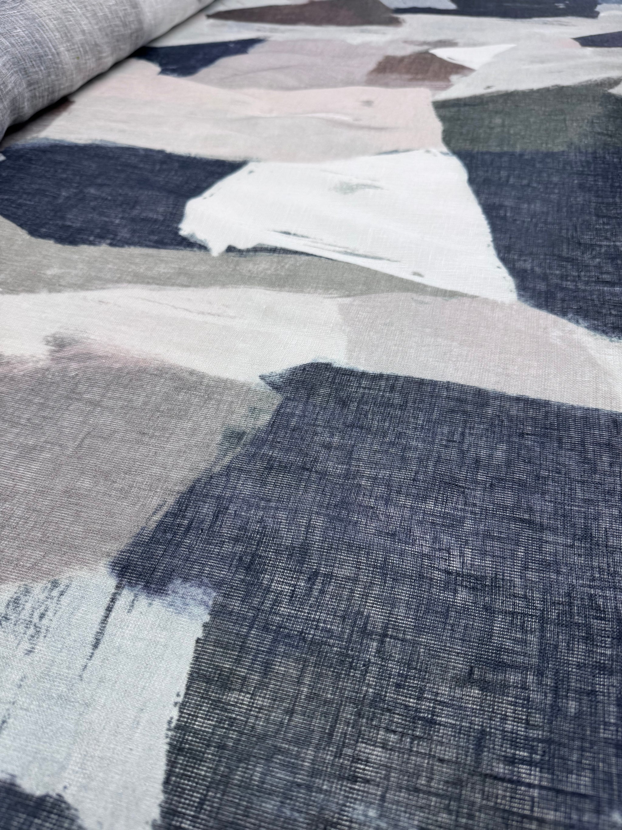 100% Pure Linen Gauze - Costal Abstract - 145Cm
