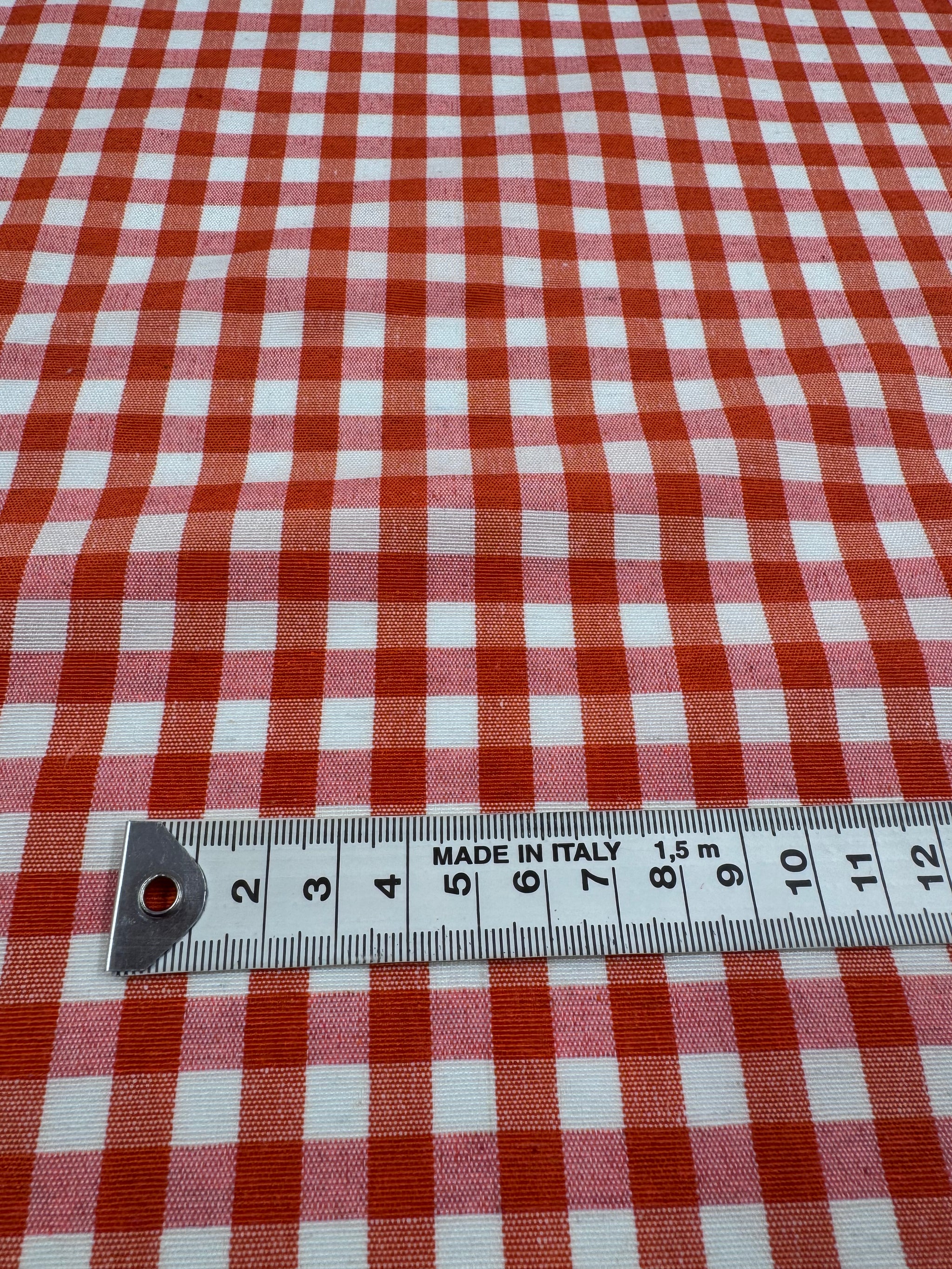 Linen Blend - Orange & White  - 150cm