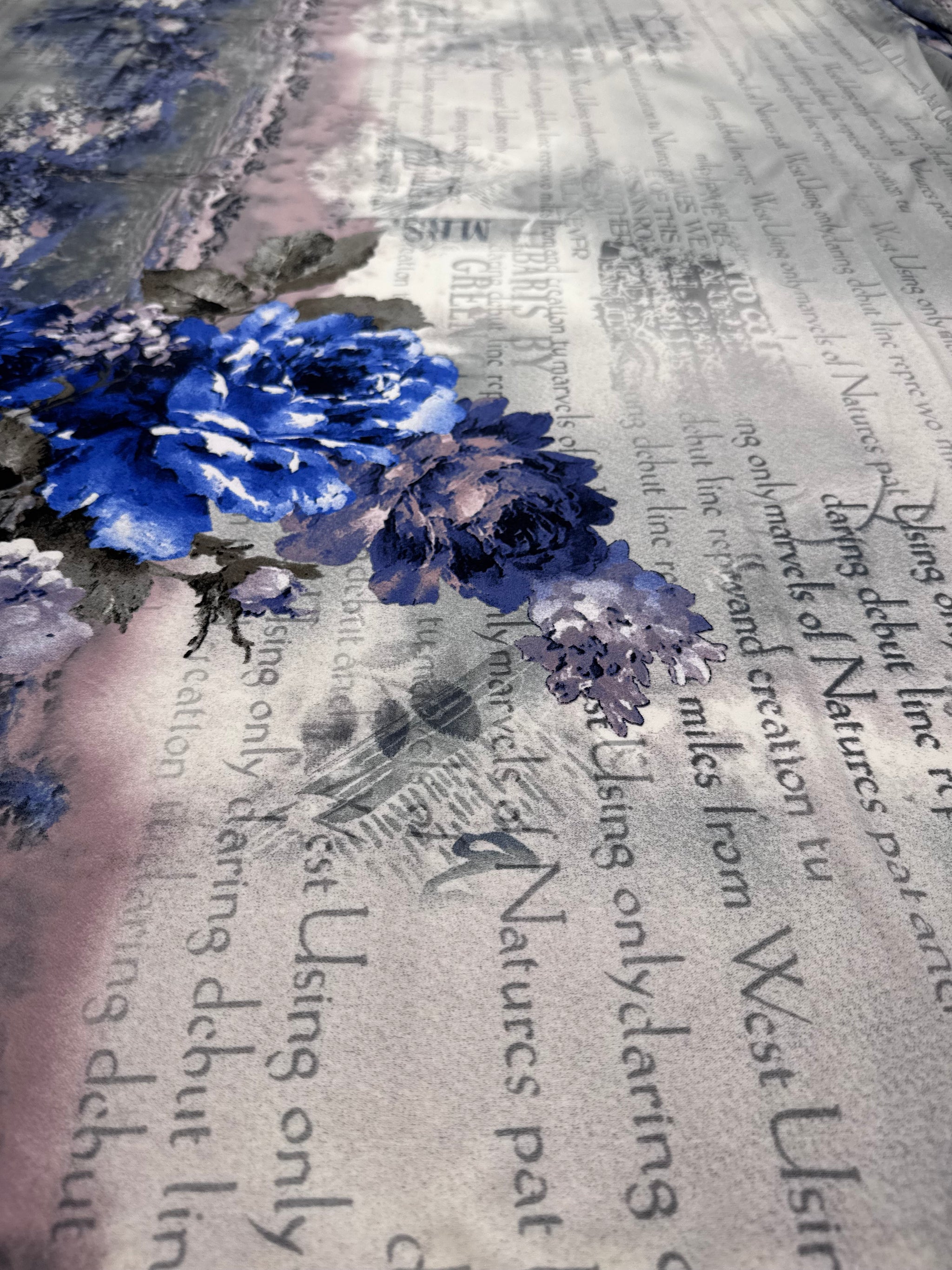 Designer Printed Lycra - Script Garden - 148cm
