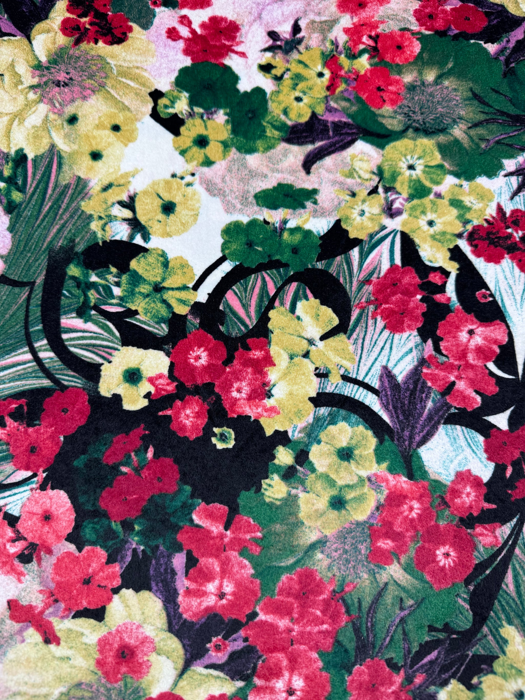 Stretch Velour - Bloom Rush - 150cm