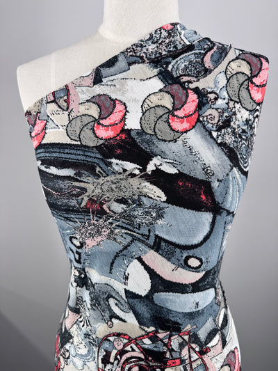 Designer Lycra - Coral Cubism - 150cm
