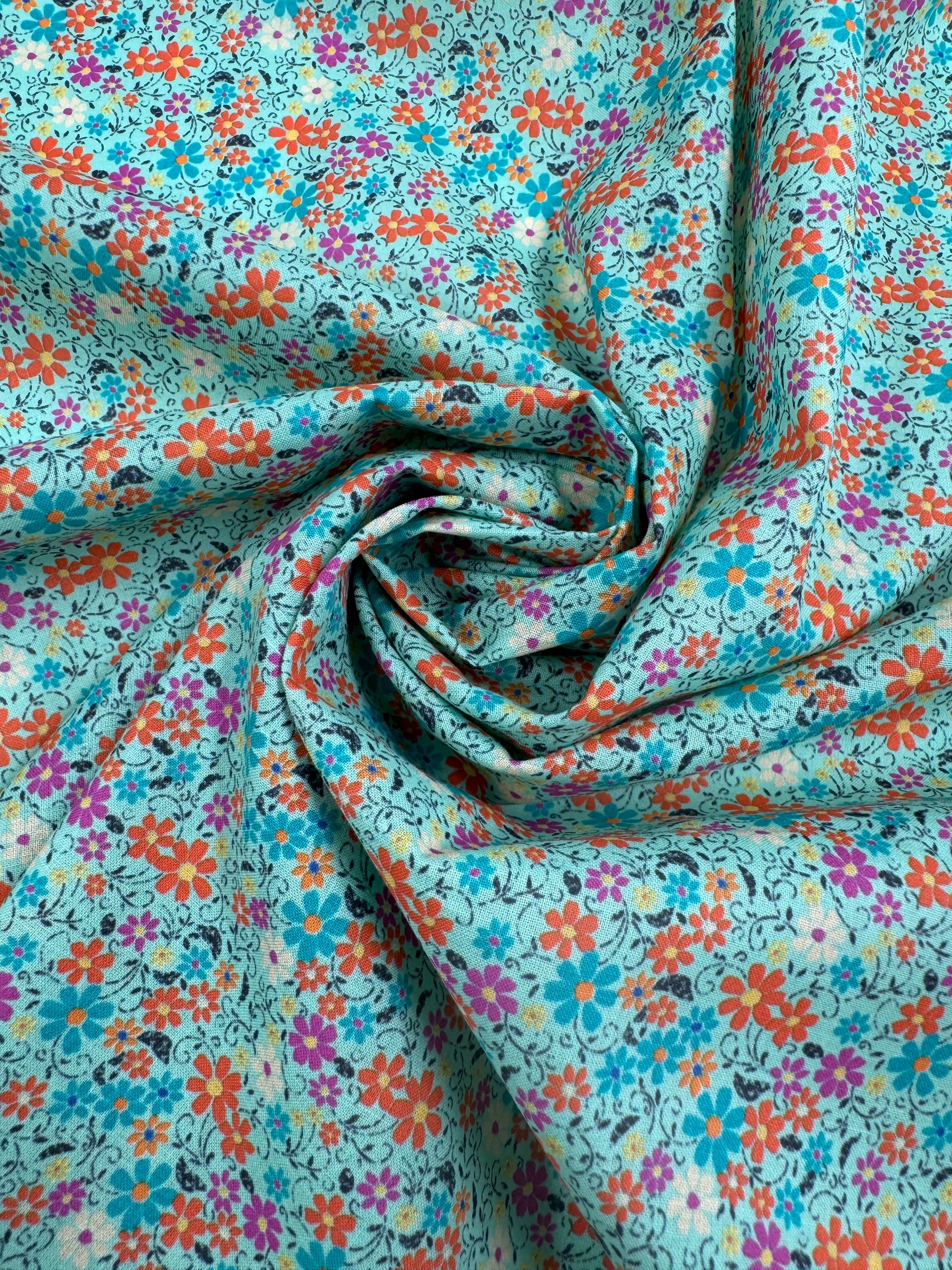Cotton Voile - Mint Meadow - 145cm