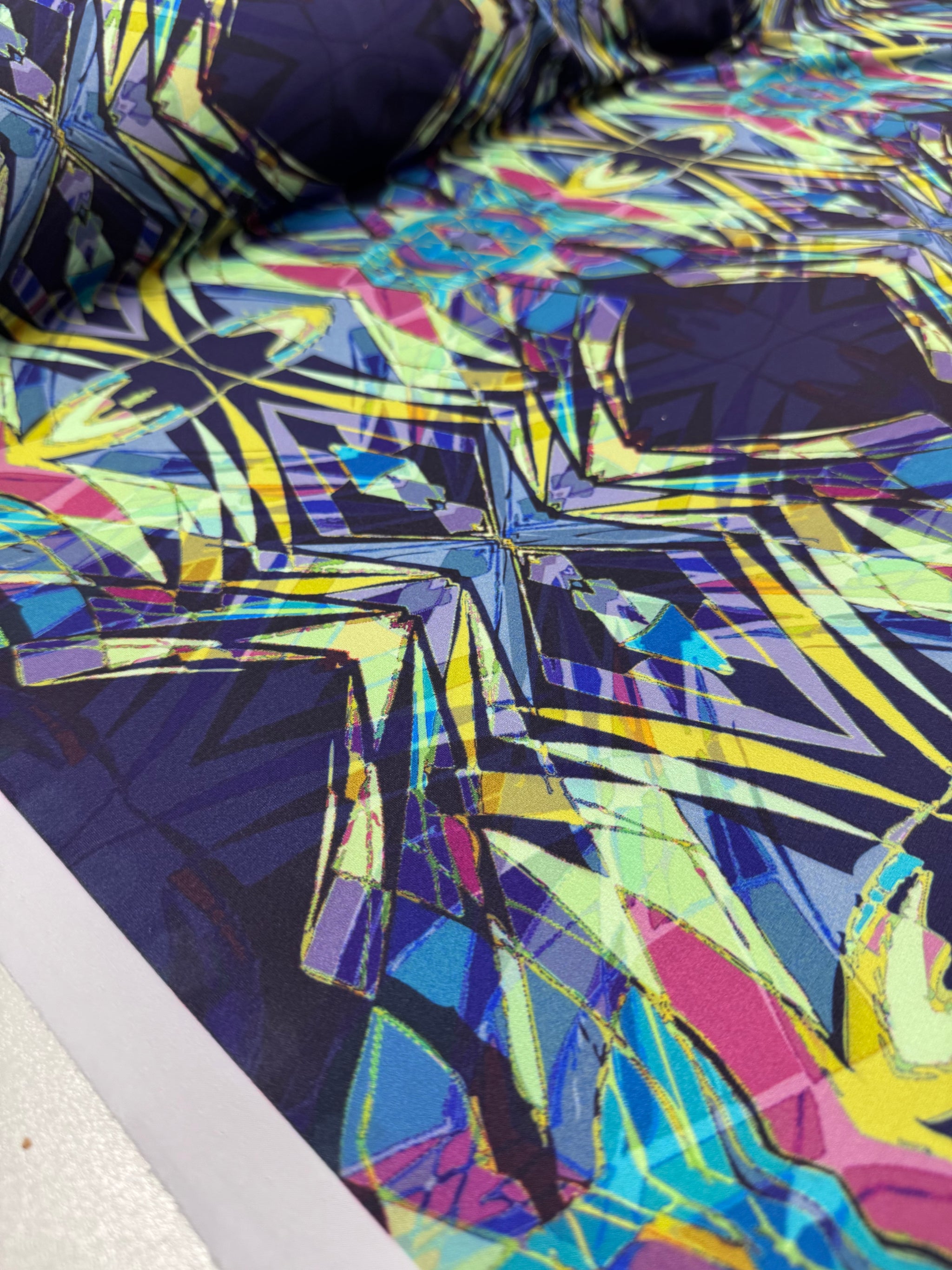 Designer Printed Lycra - Neon Prism - 150cm