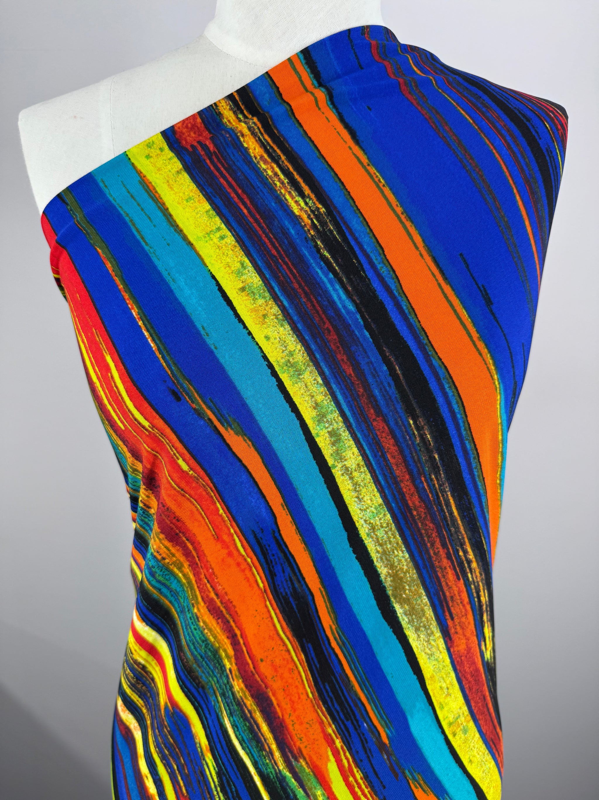 Designer Printed Lycra - Electric Stripe - 150cm