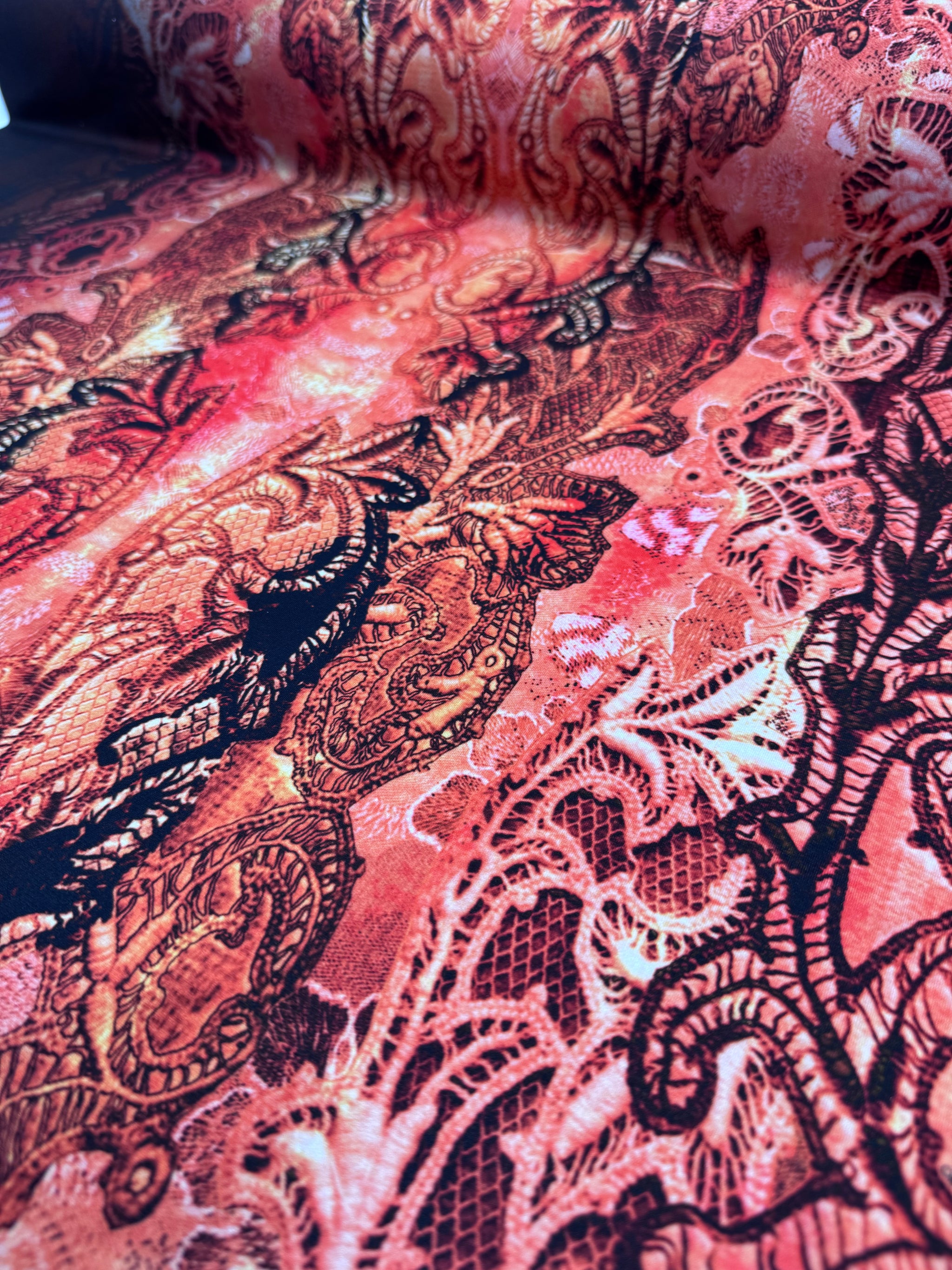 Designer Printed Lycra - Rust Mirage - 150cm