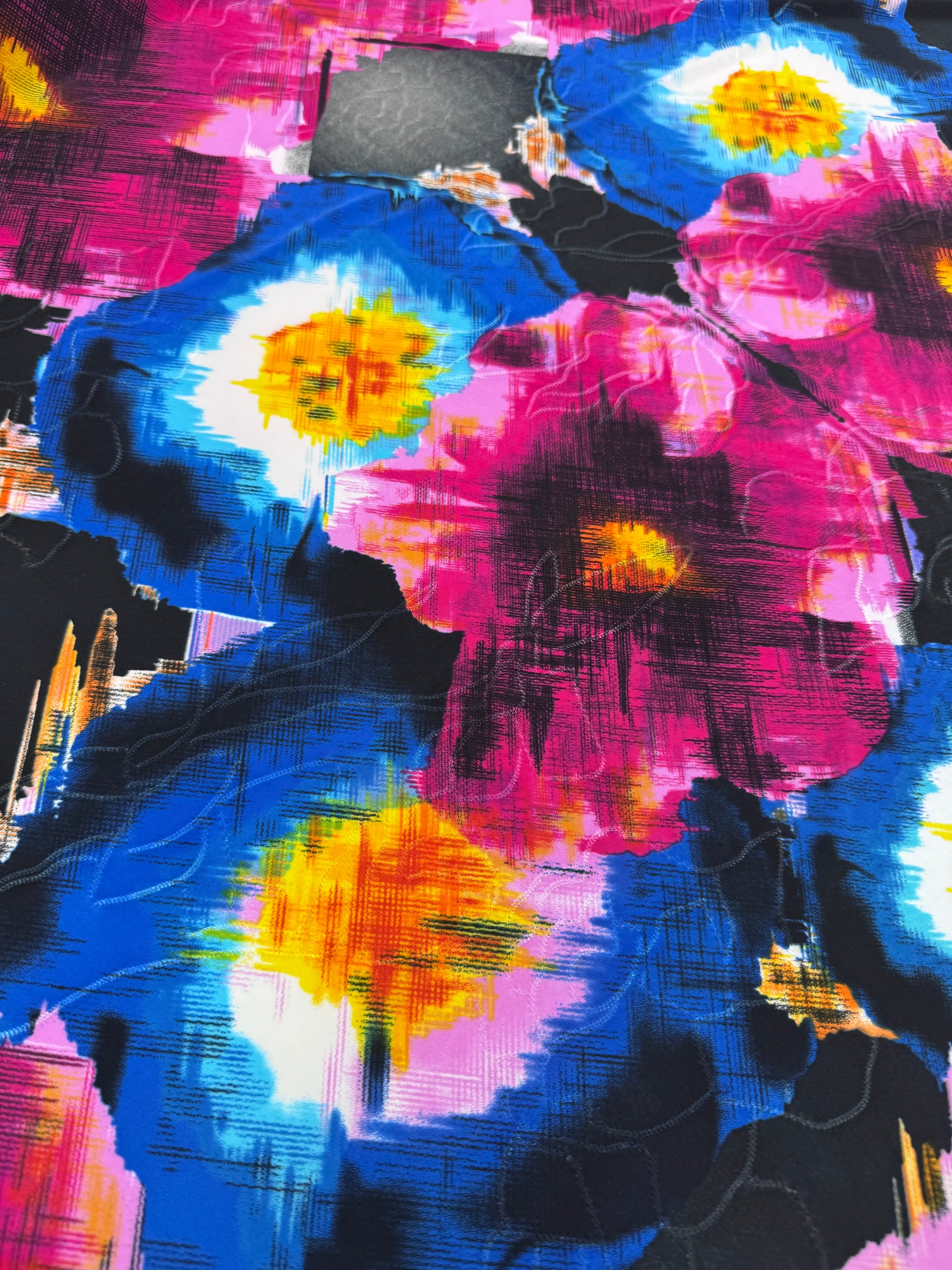 Designer Printed Lycra - Magenta Storm - 150cm