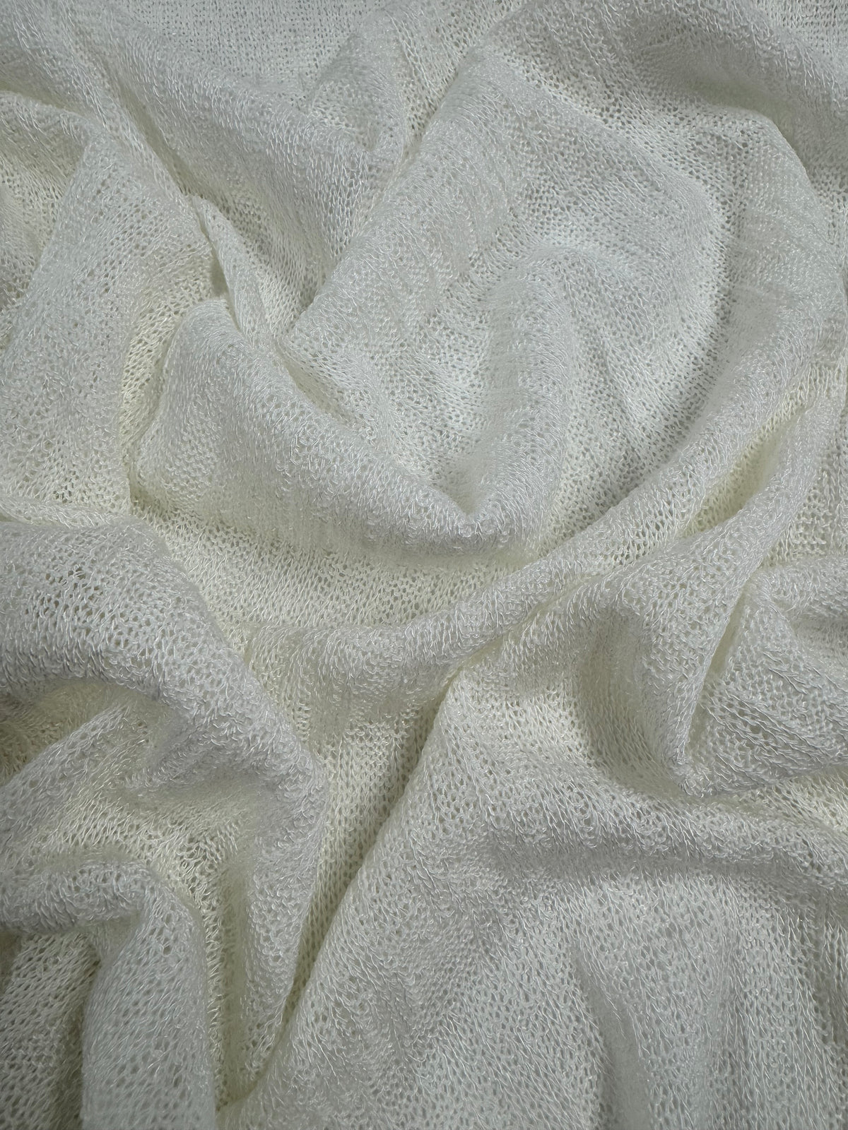 Ivory textured knit fabric - view 2