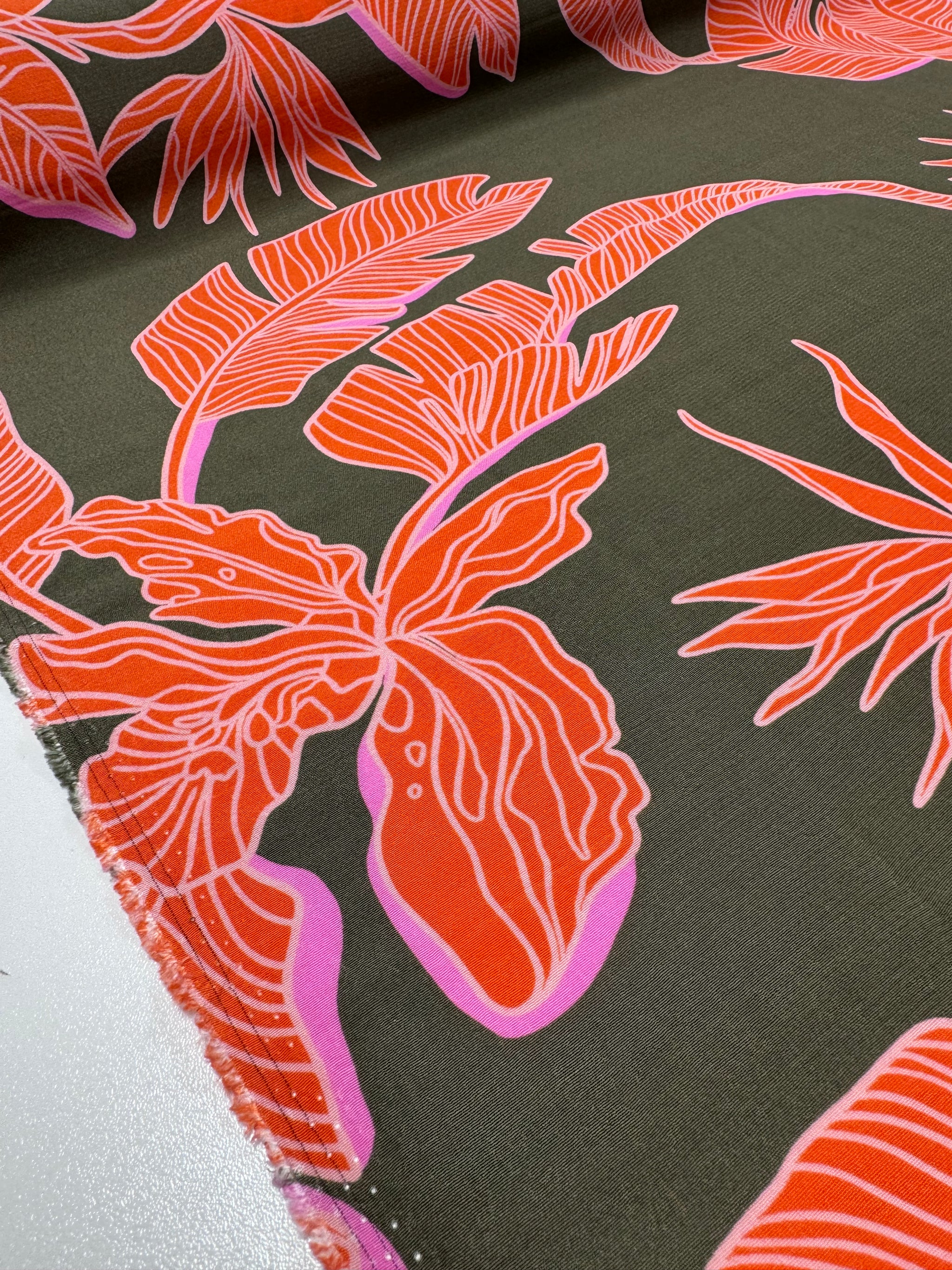Mercerised Viscose  - Neon Palms - 145cm