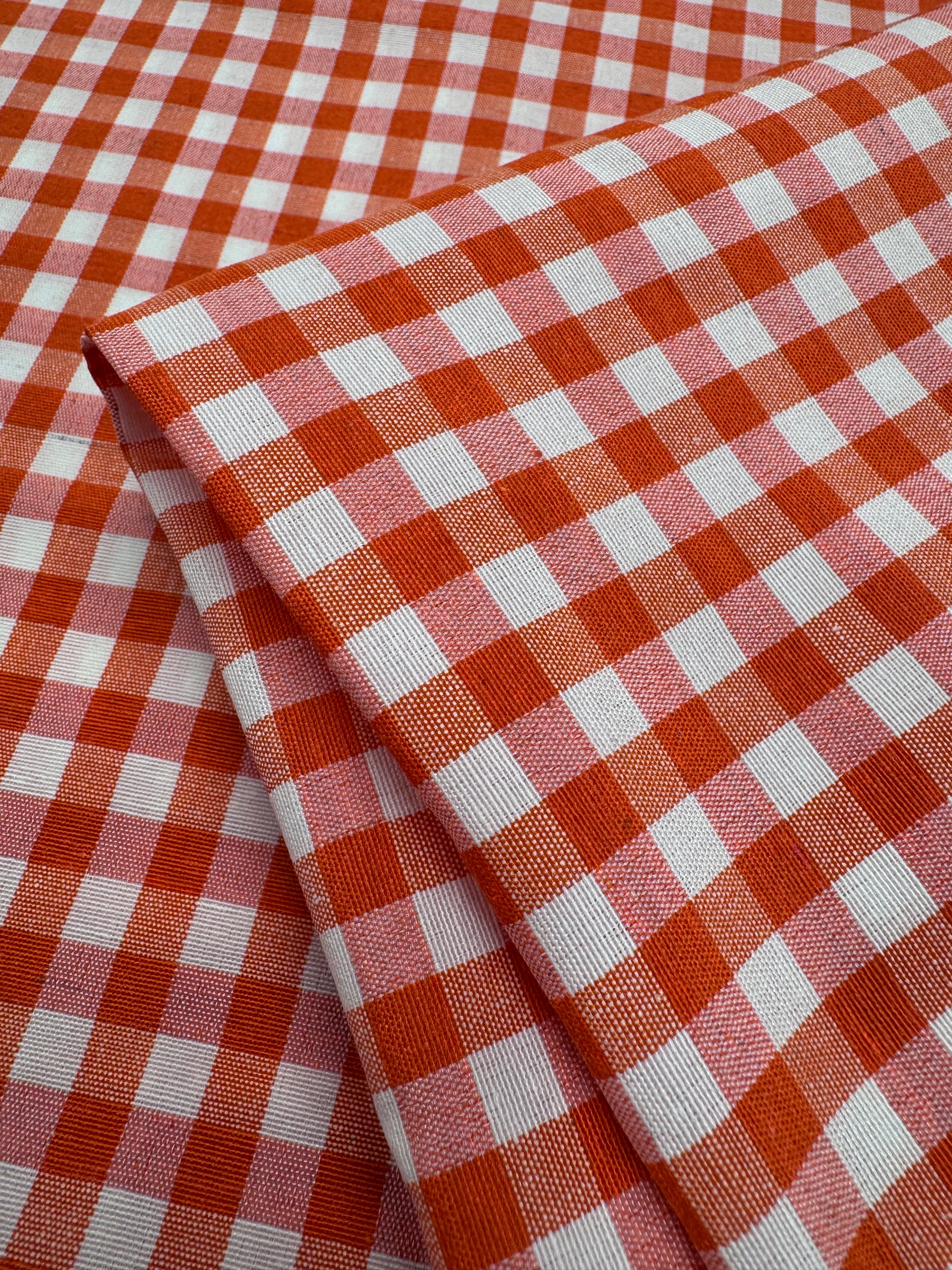 Linen Blend - Orange & White  - 150cm