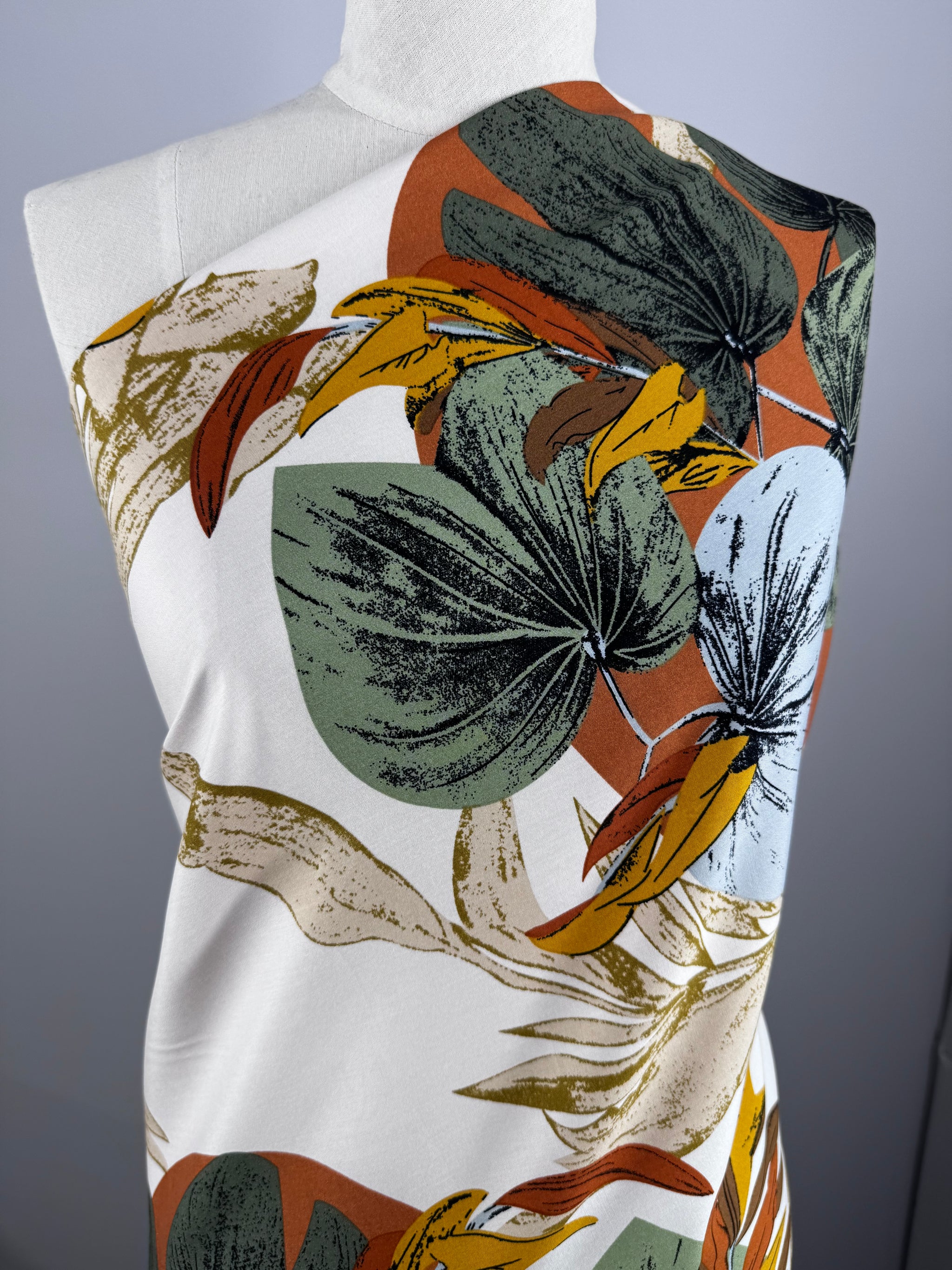Designer Rayon - Desert Leaves - 145cm