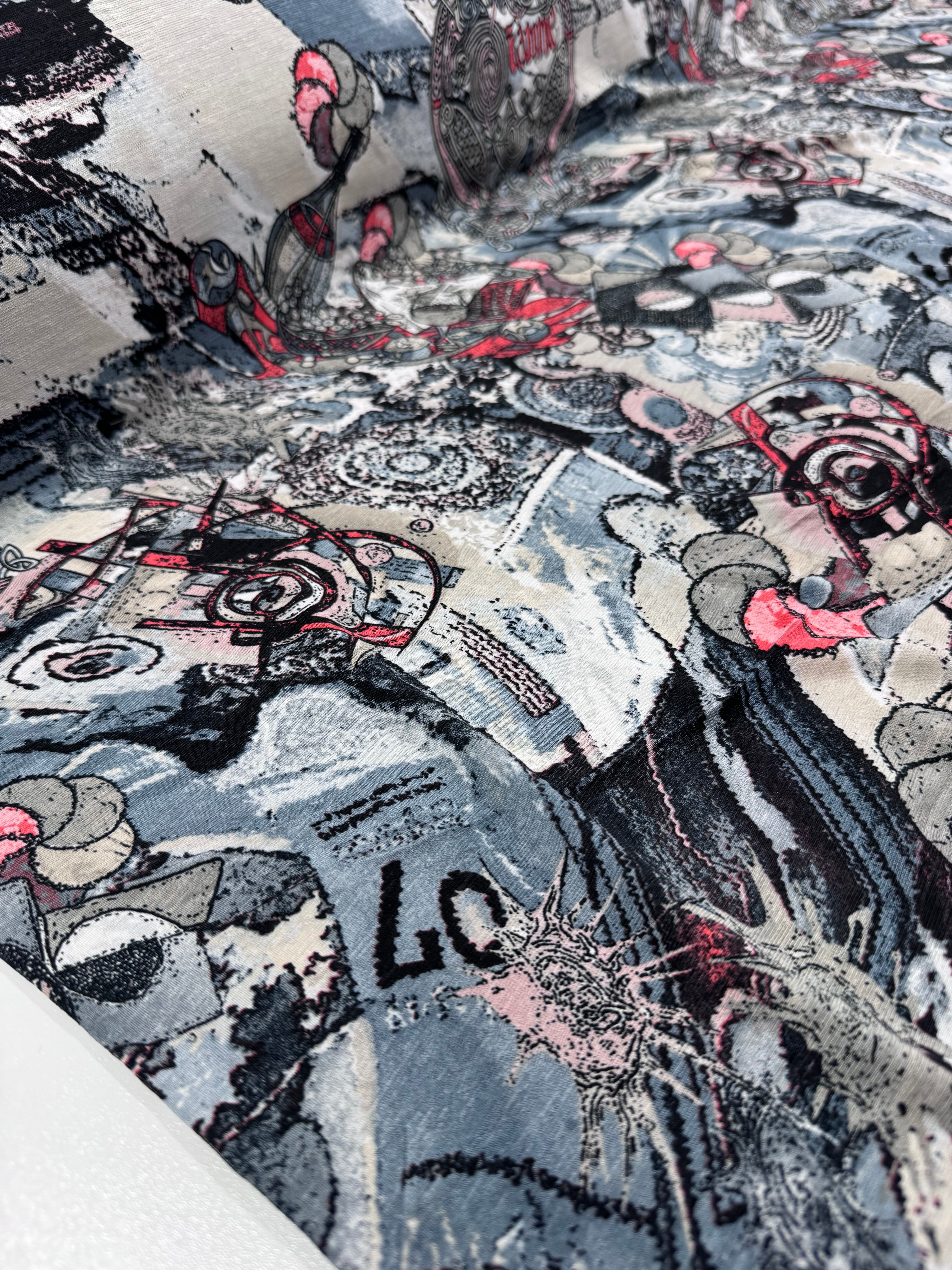Designer Lycra - Coral Cubism - 150cm