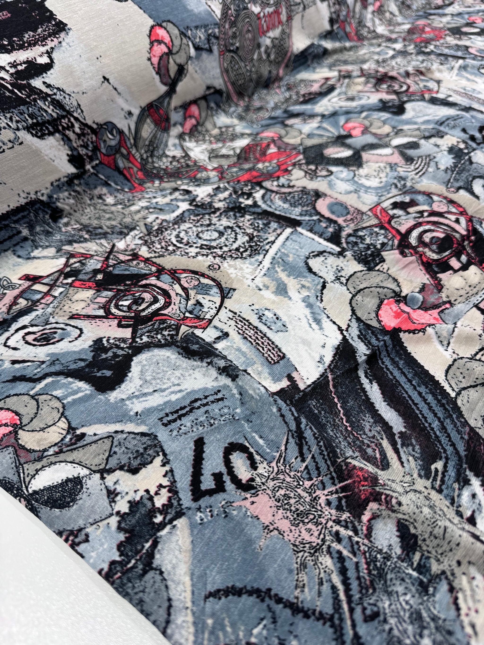 Designer Lycra - Coral Cubism - 150cm