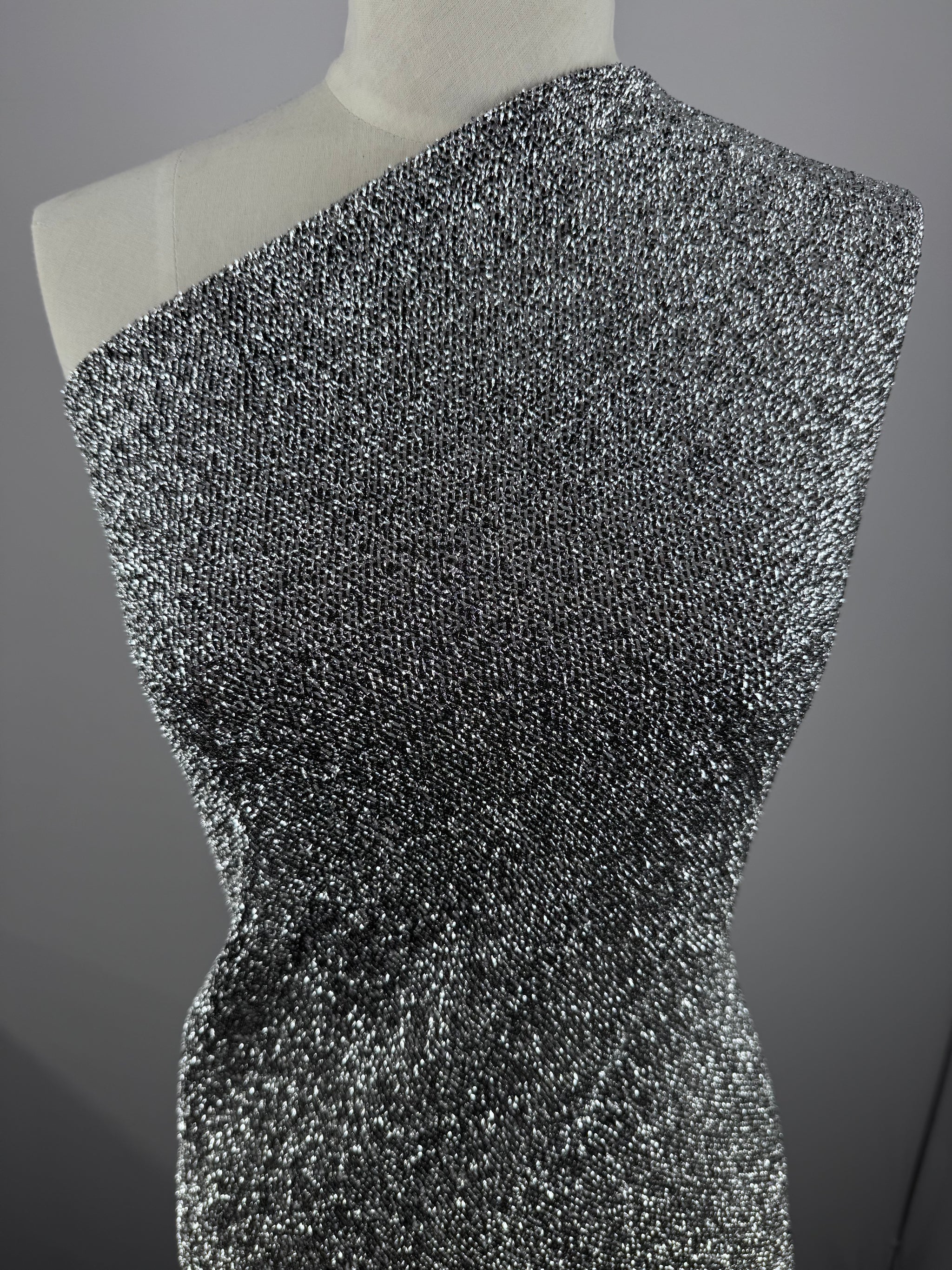 Lurex Stretch Knit - Grey - 155cm