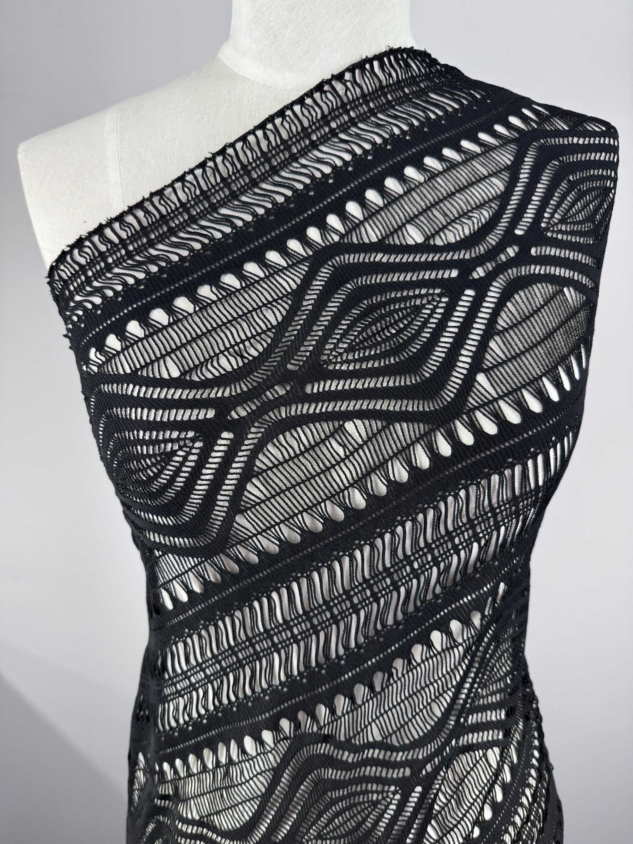 Designer Texture Lace - Geo Wave Stretch Lace Fabric - 150cm
