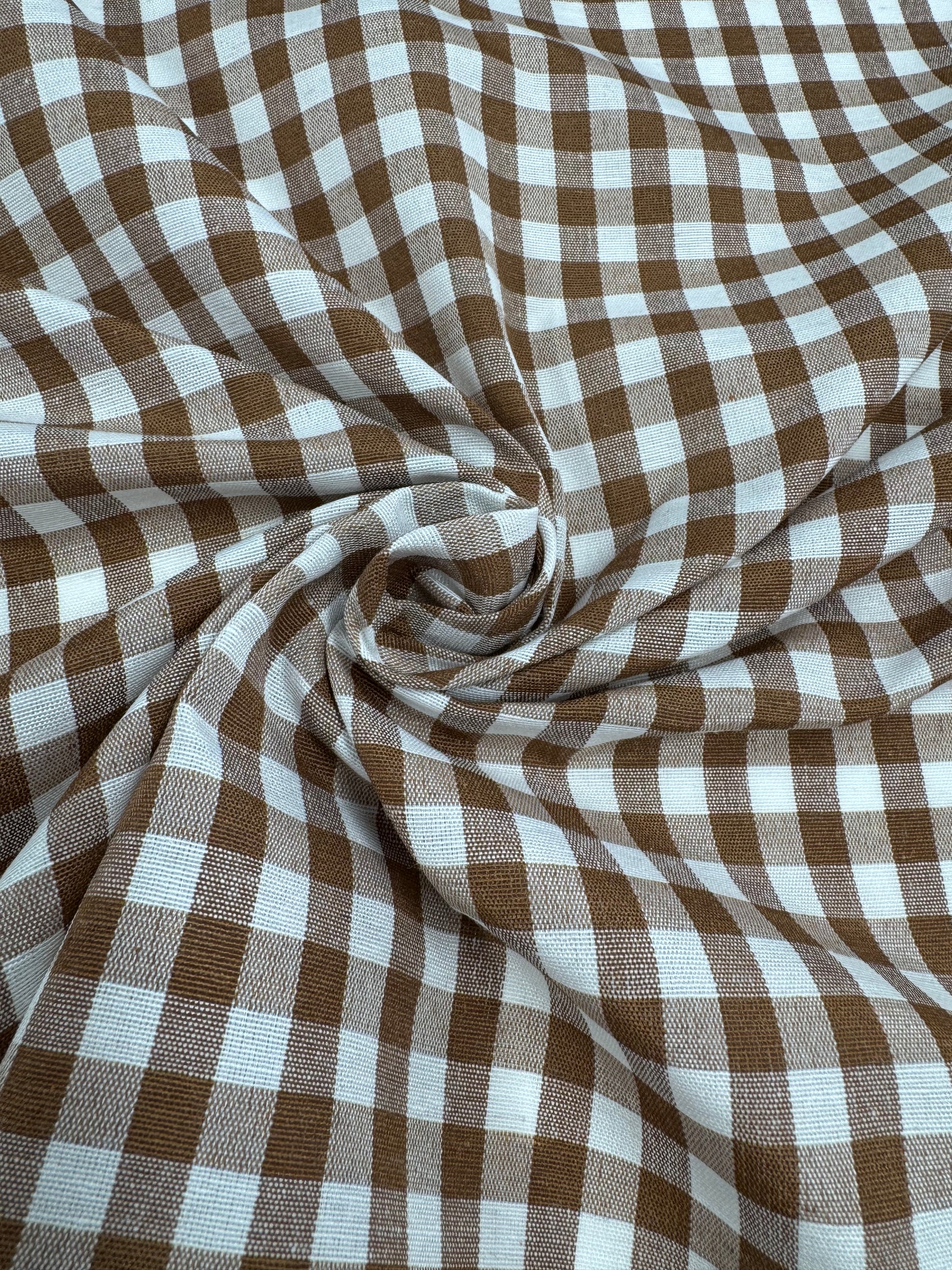 Linen Blend - Caramel Cafe & White  - 150cm