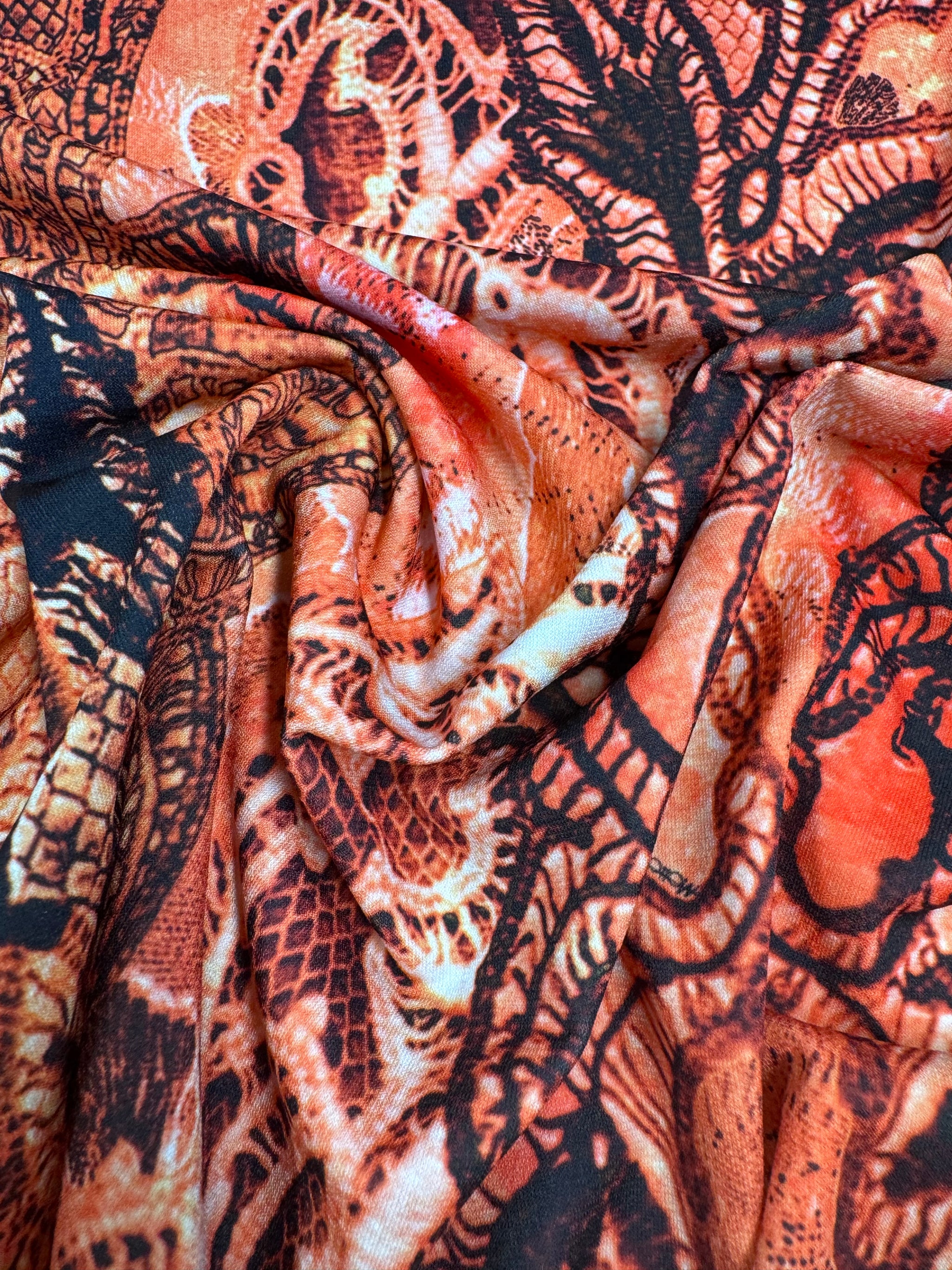 Designer Printed Lycra - Rust Mirage - 150cm