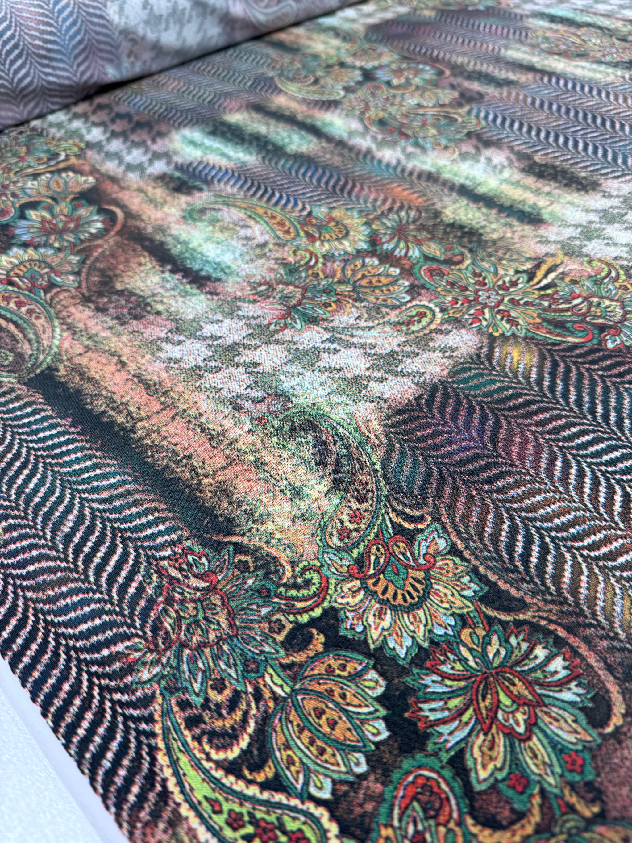 Designer Printed Lycra - Vintage Paisley - 148cm
