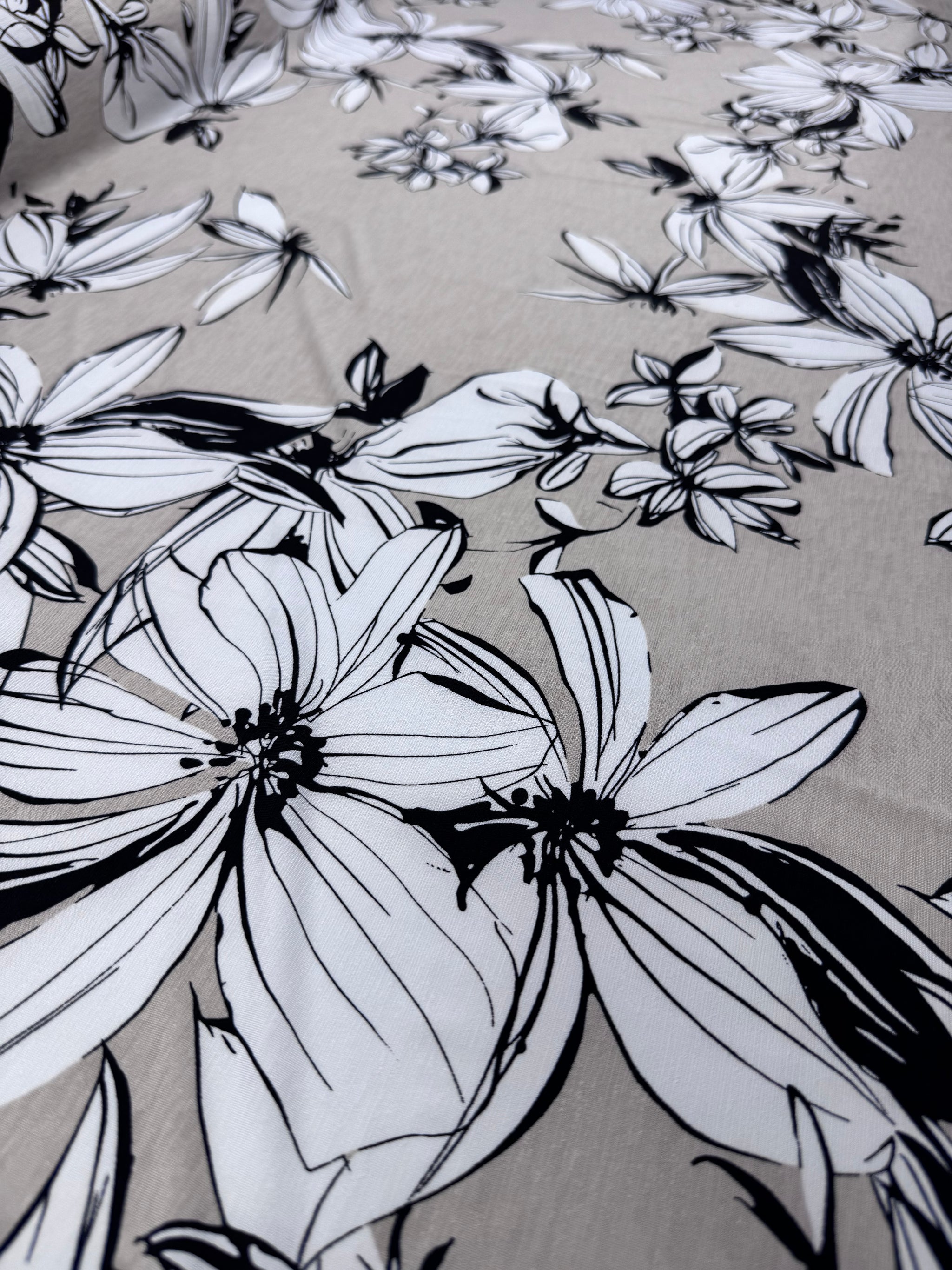Designer Printed Lycra - Vanilla Bloom - 150cm