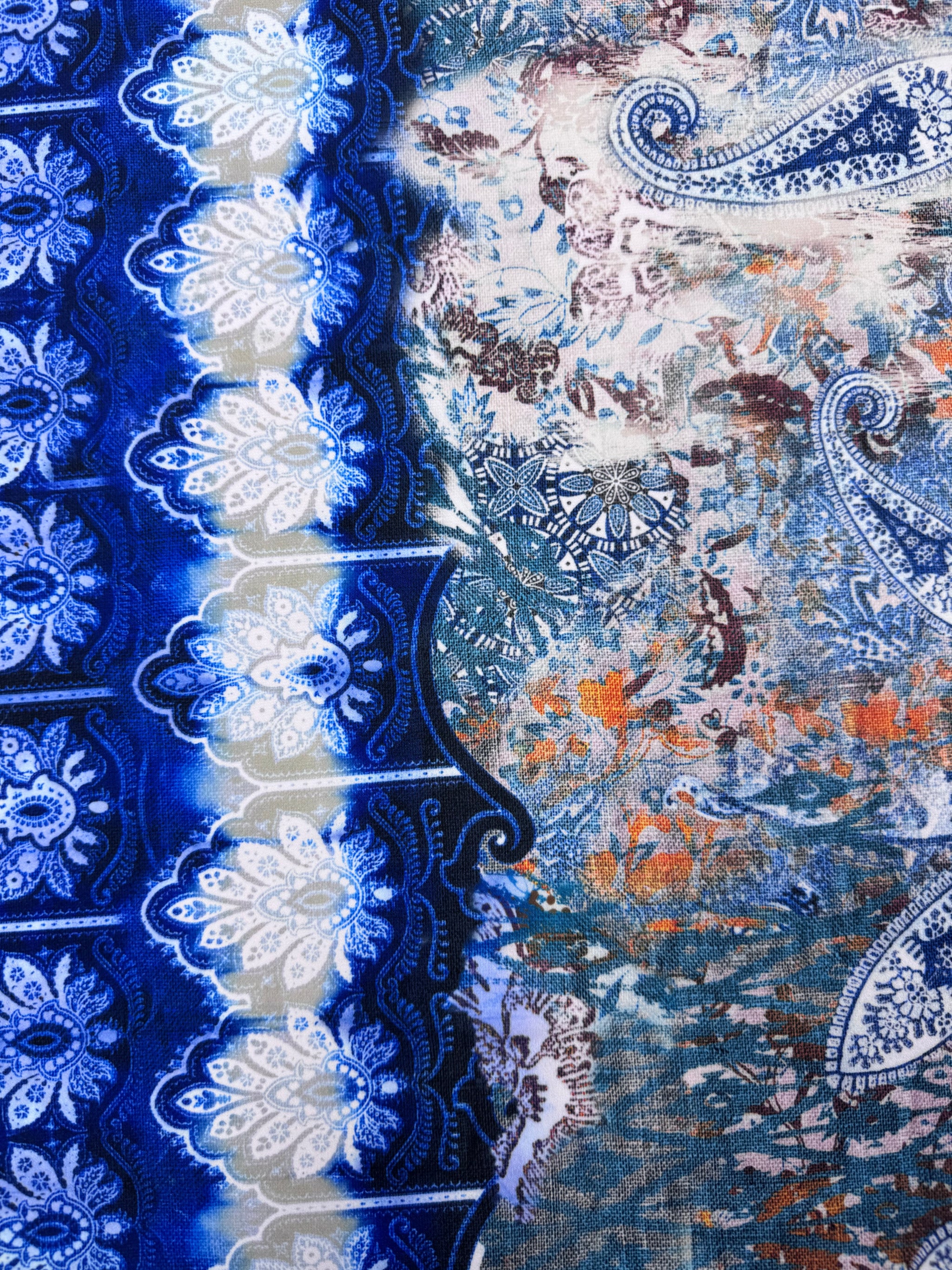 Designer Printed Lycra - Azure Tapestry - 145cm