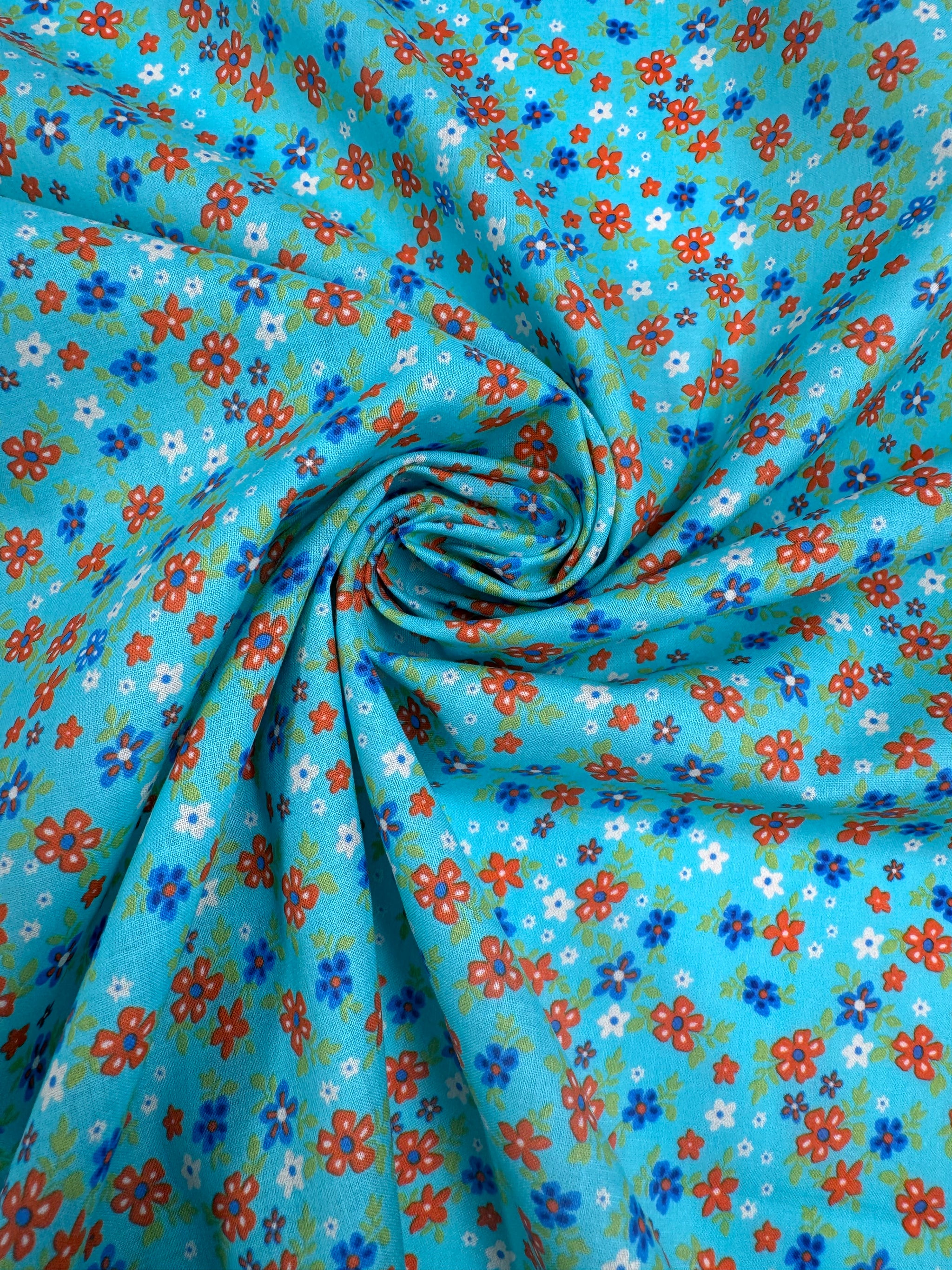 Cotton Voile - Aqua Ditsy - 145cm