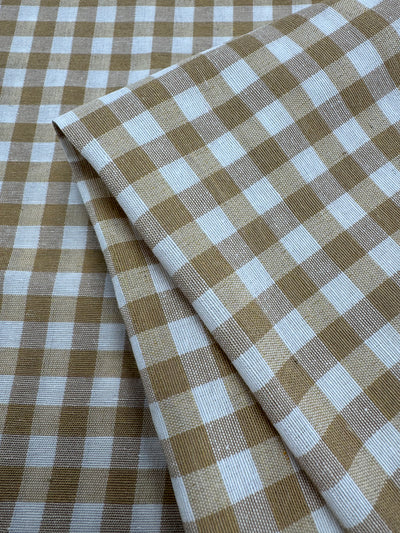 Linen Blend - Indian Tan & White  - 150cm