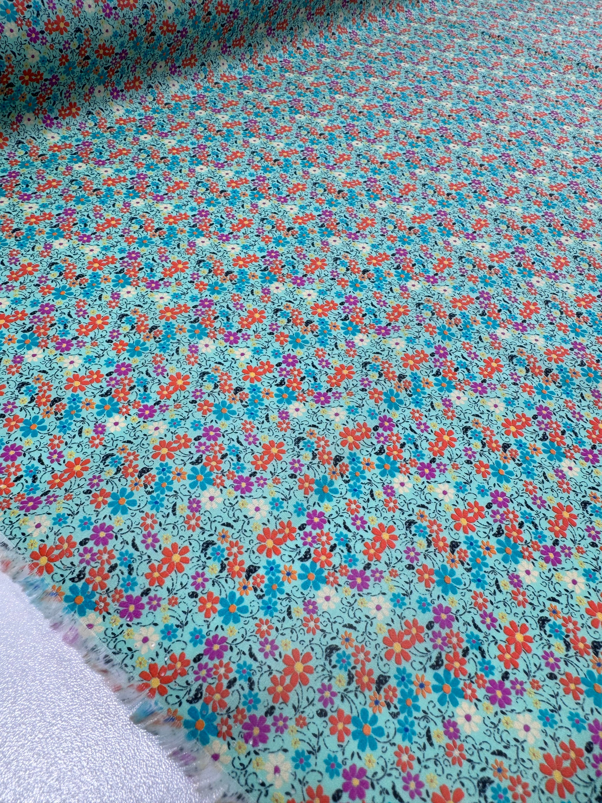 Cotton Voile - Mint Meadow - 145cm