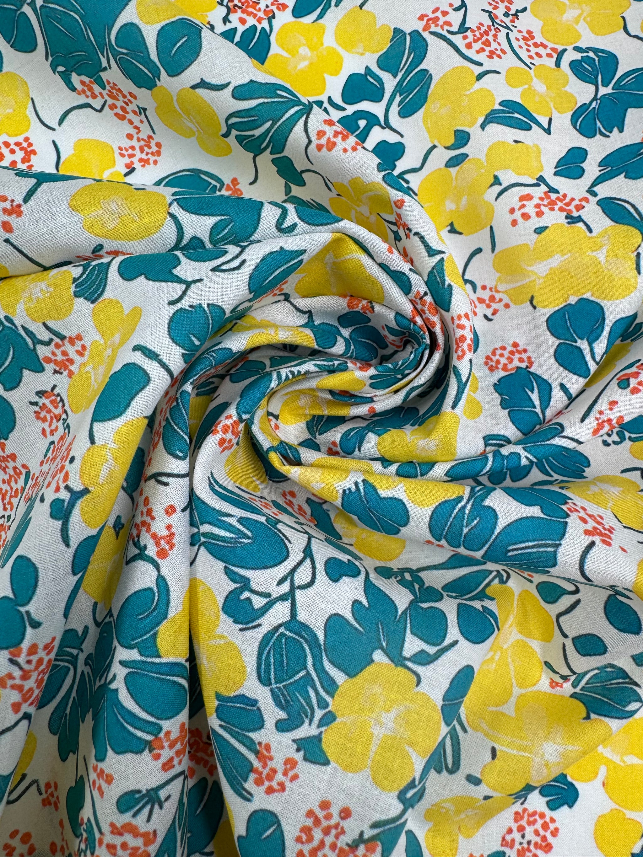Cotton Voile - Blue Daisy - 145cm