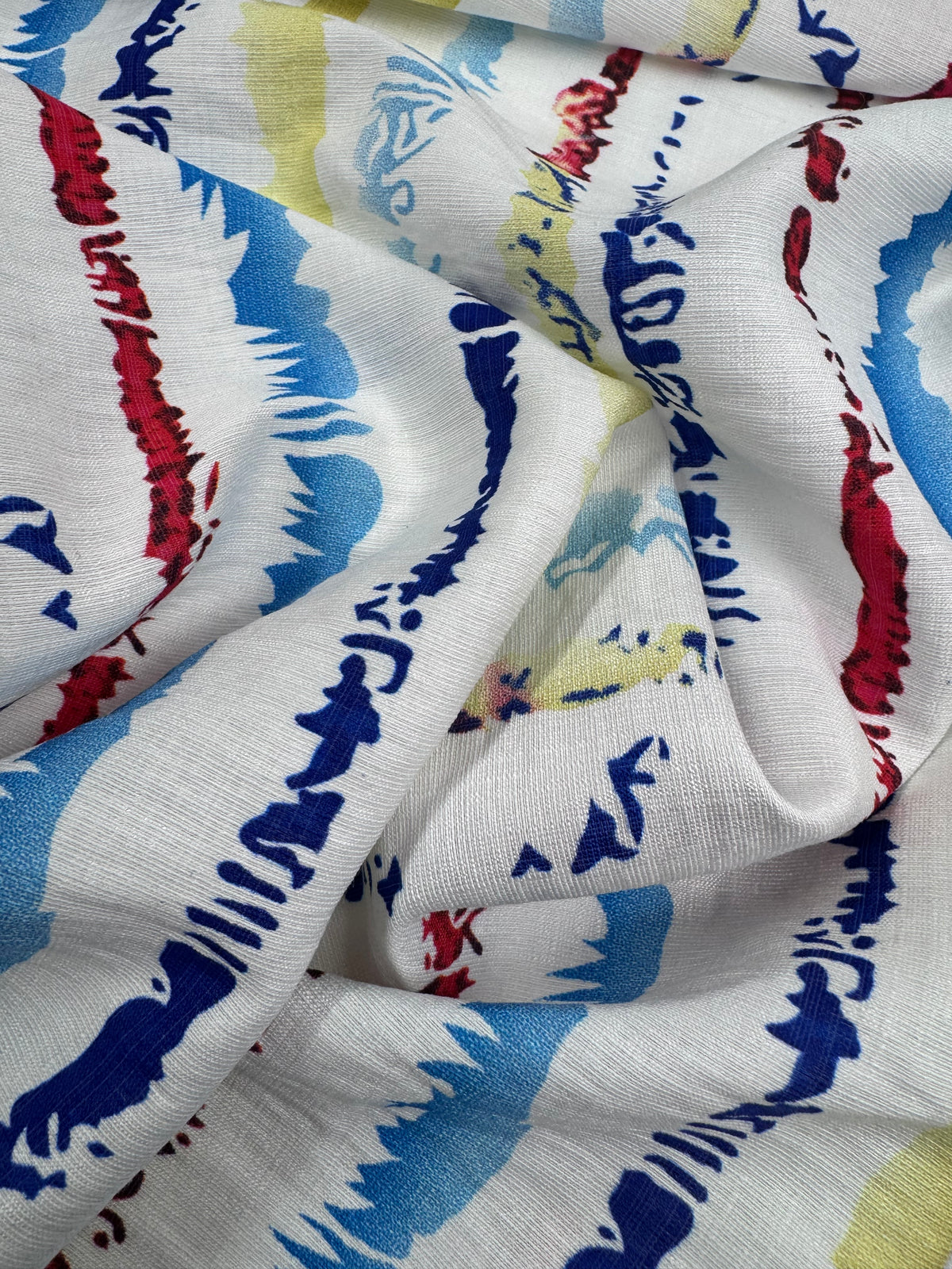 Riviera stripe linen blend fabric close up