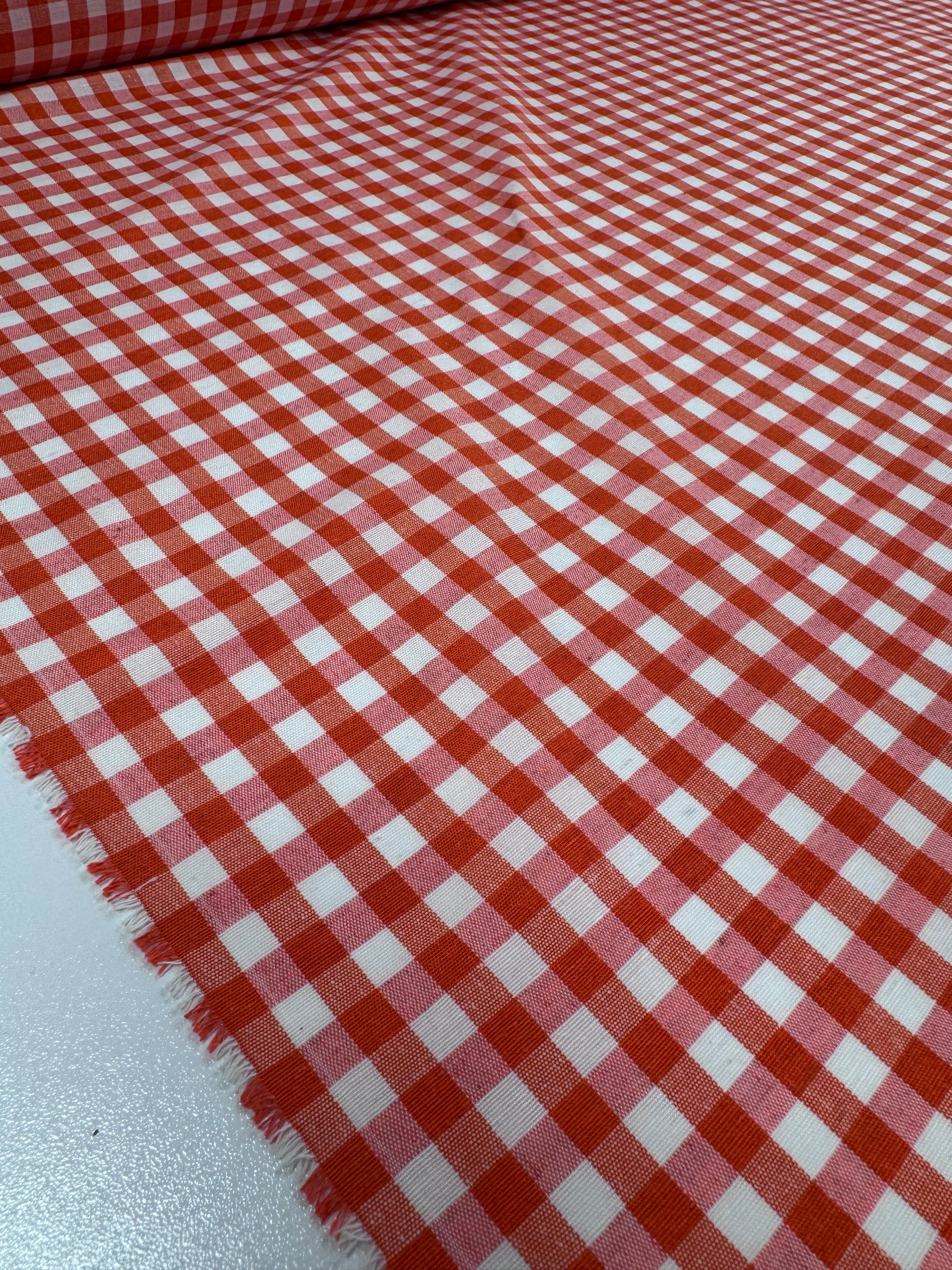 Linen Blend - Orange & White  - 150cm