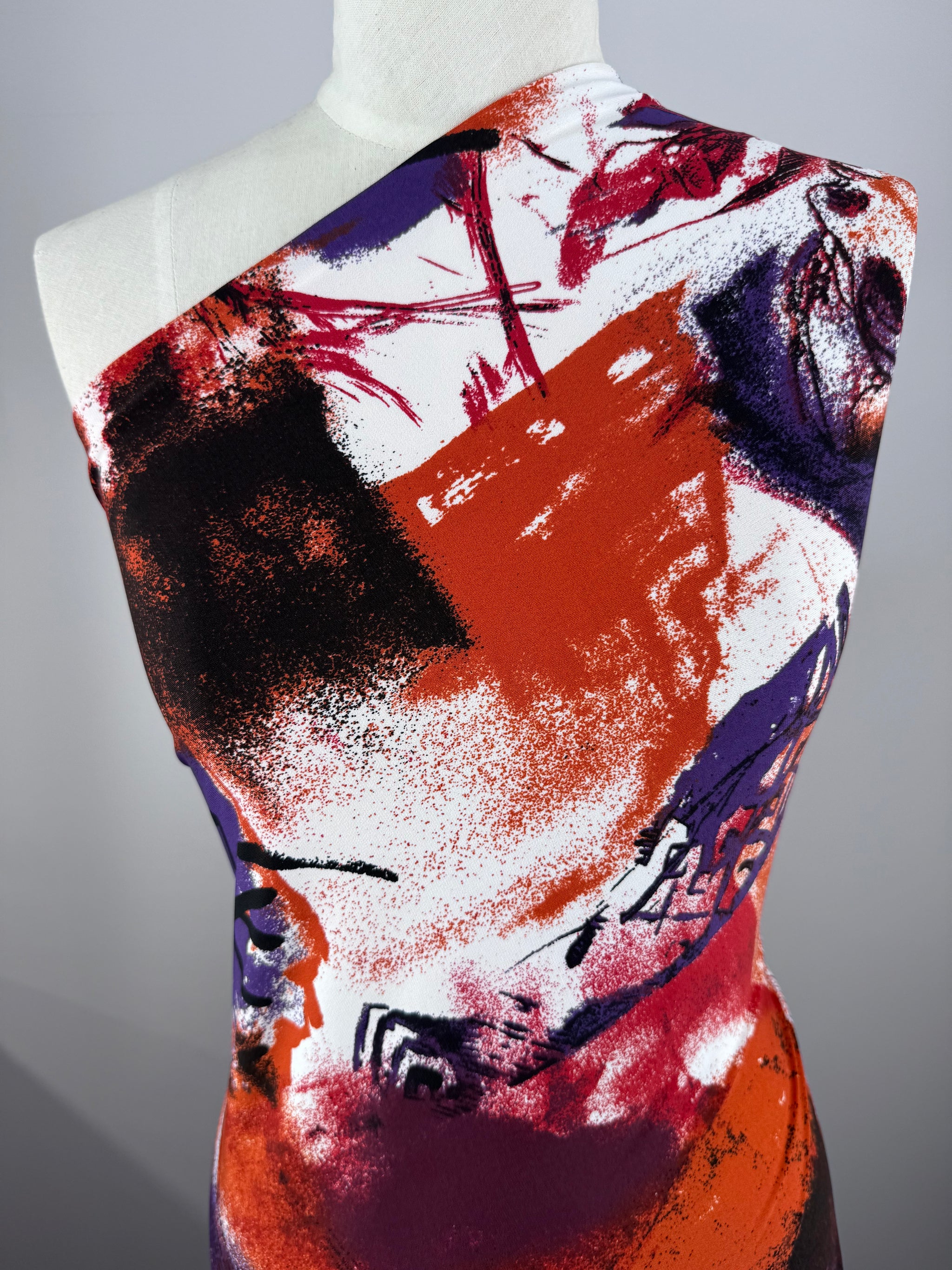 Designer Printed Lycra - Crimson Mist - 150cm